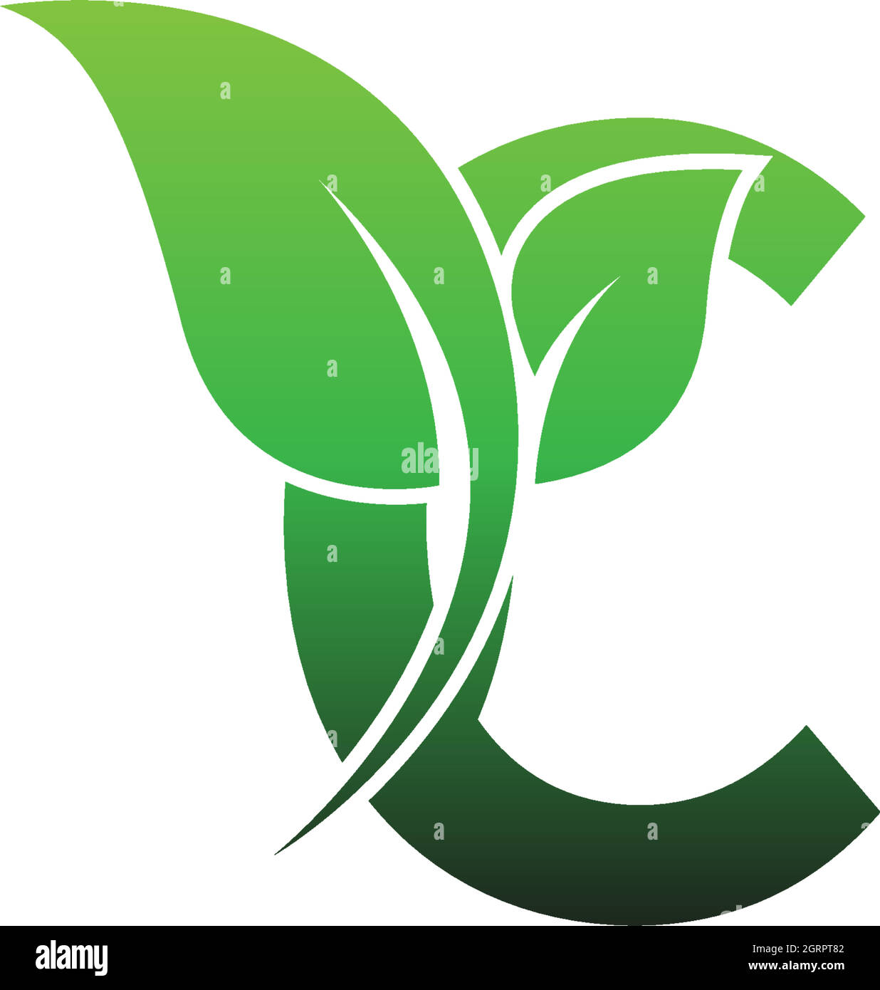 Letter C with green leafs icon logo design template illustration Stock ...