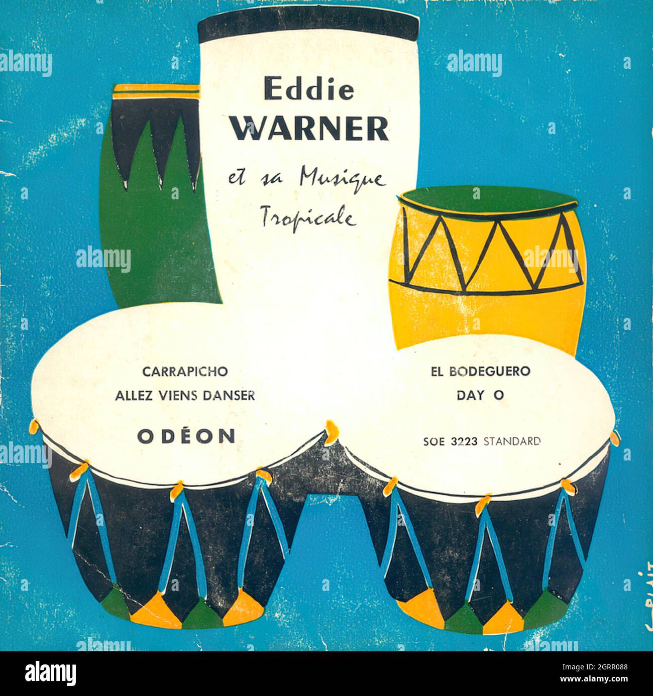 Eddie Warner et sa Musique Tropicale - Carrapicho - Vintage Vinyl Record Cover Stock Photo