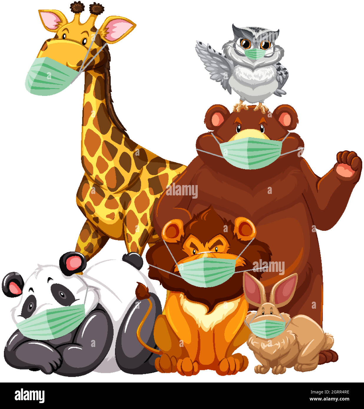Wild animals cartoon charater wearing mask Stock Vector Image & Art Alamy