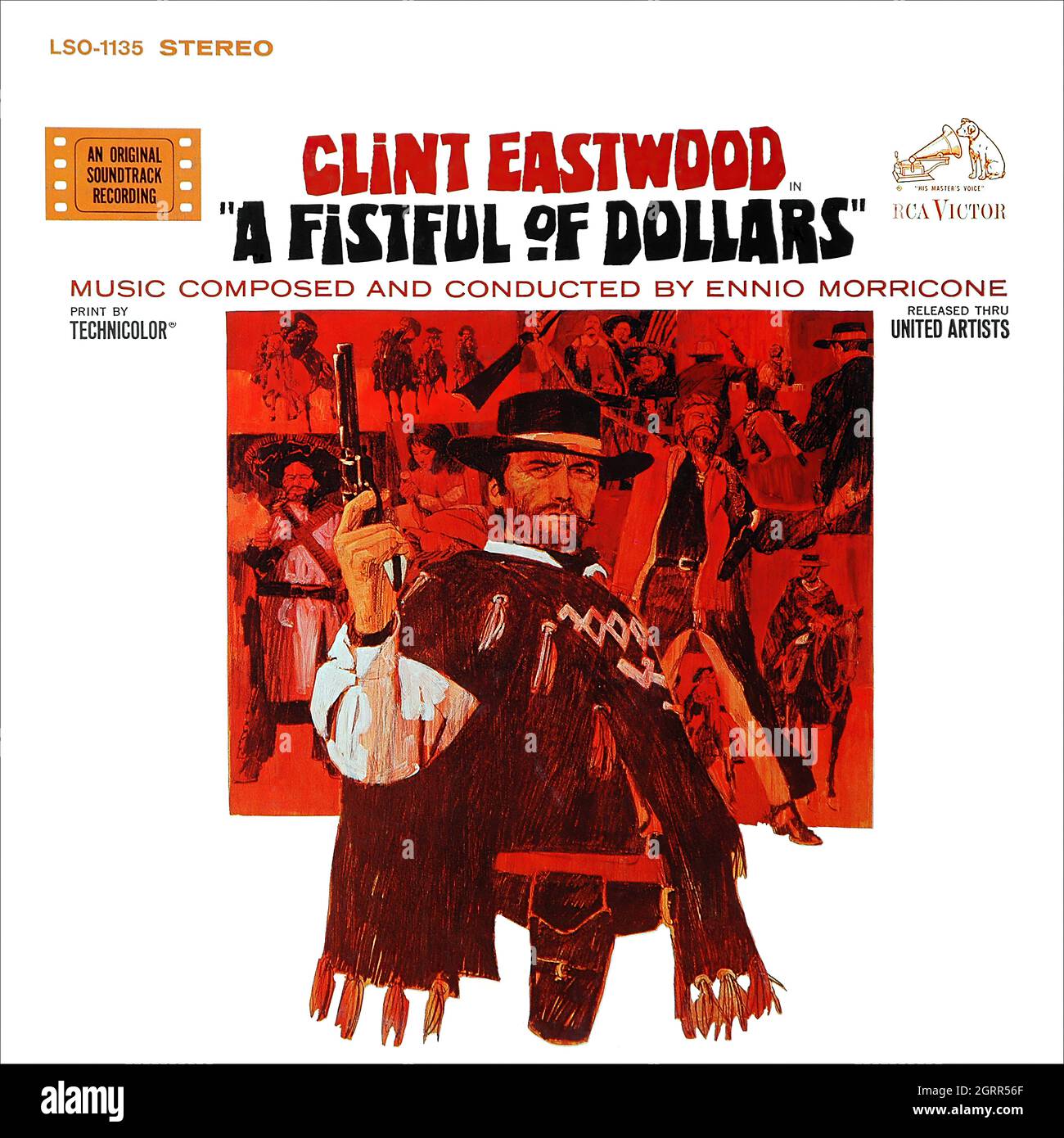 Ennio Morricone -  A Fistful of Dollars  (movie soundtrack) 1967  - Vintage Vinyl 33 rpm record Stock Photo