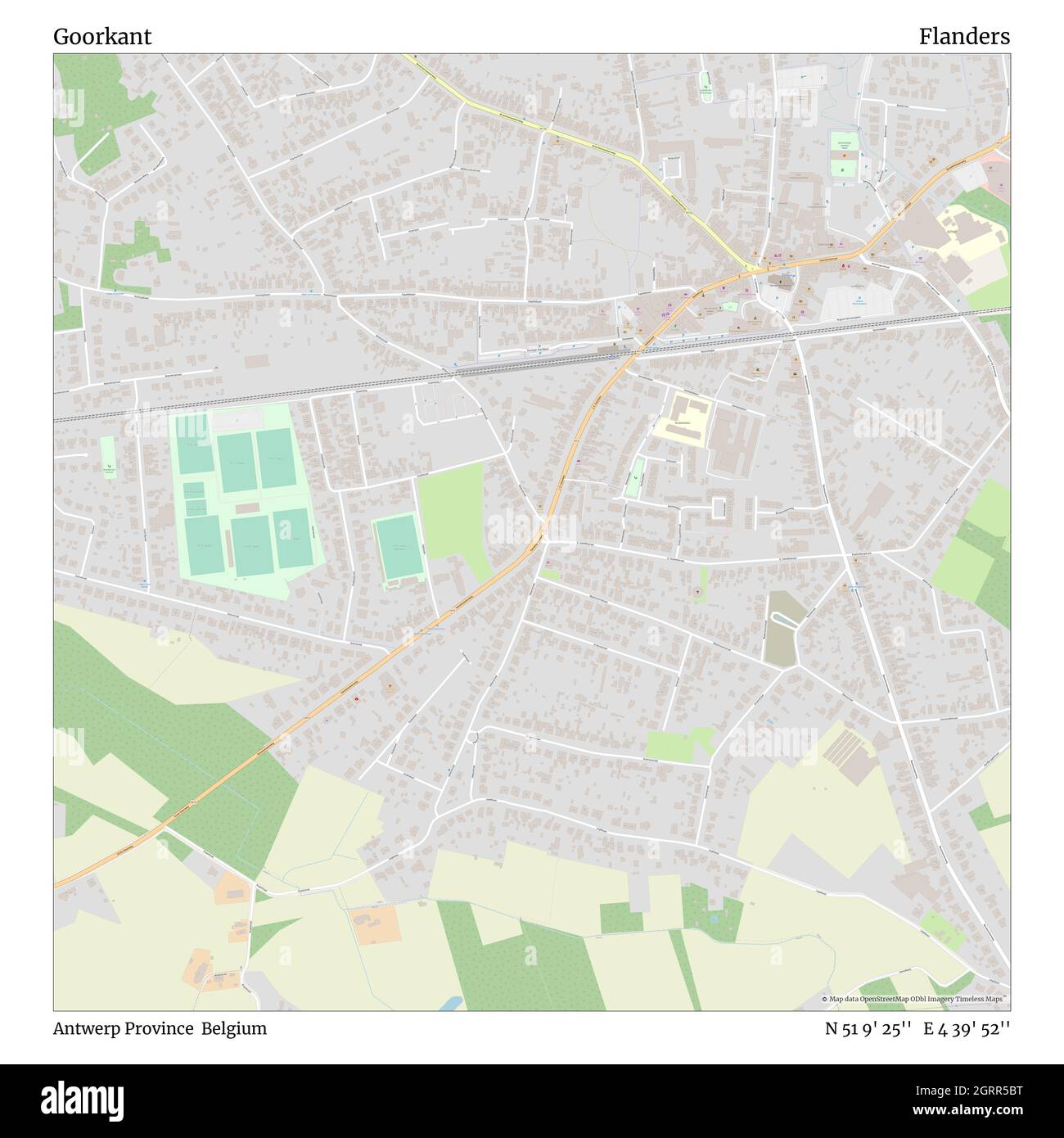 Goorkant, Antwerp Province, Belgium, Flanders, N 51 9' 25'', E 4 39' 52'', map, Timeless Map published in 2021. Travelers, explorers and adventurers like Florence Nightingale, David Livingstone, Ernest Shackleton, Lewis and Clark and Sherlock Holmes relied on maps to plan travels to the world's most remote corners, Timeless Maps is mapping most locations on the globe, showing the achievement of great dreams Stock Photo