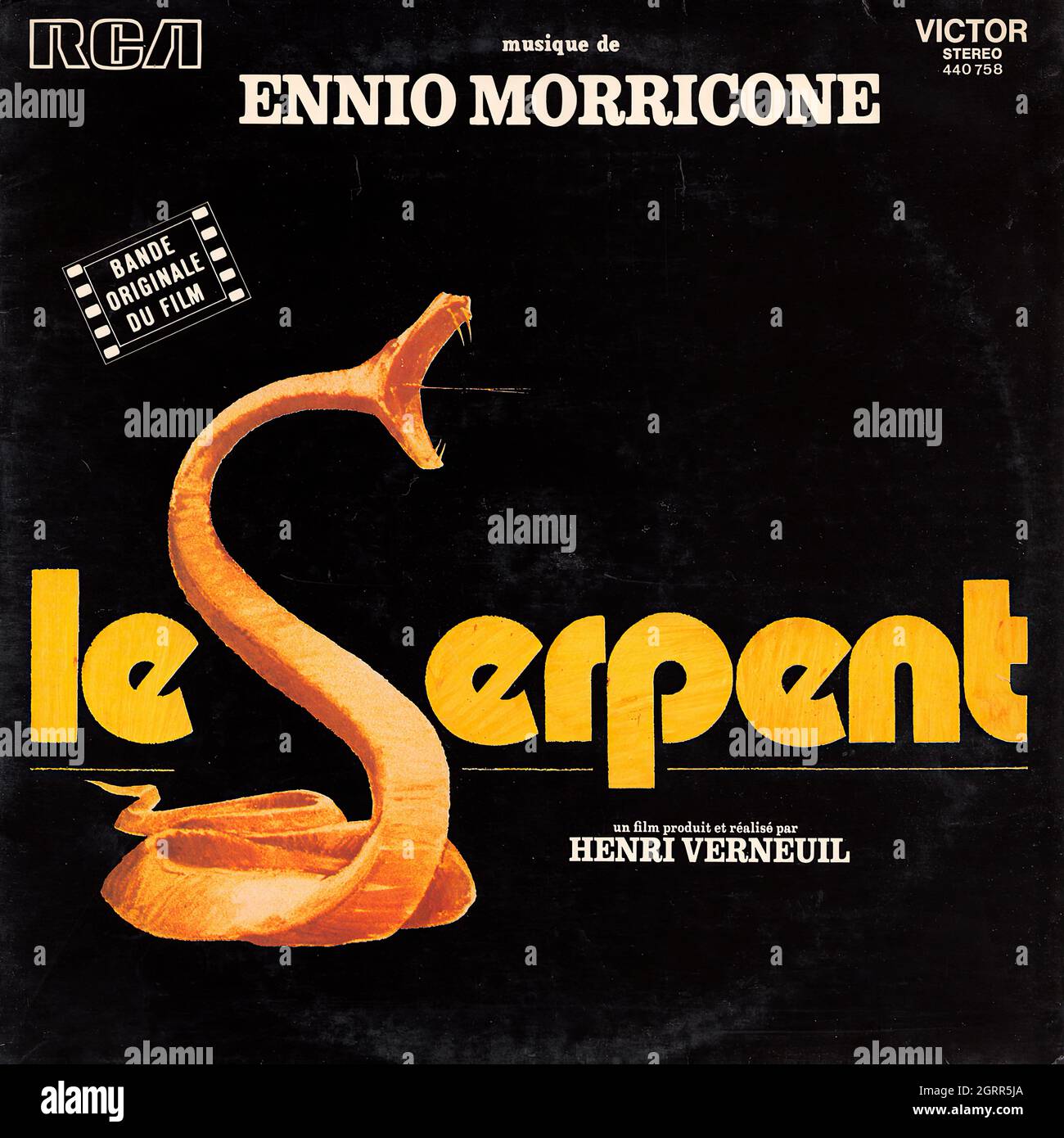Ennio Morricone - Le serpent o.s.t. - Vintage Vinyl Record Cover Stock Photo