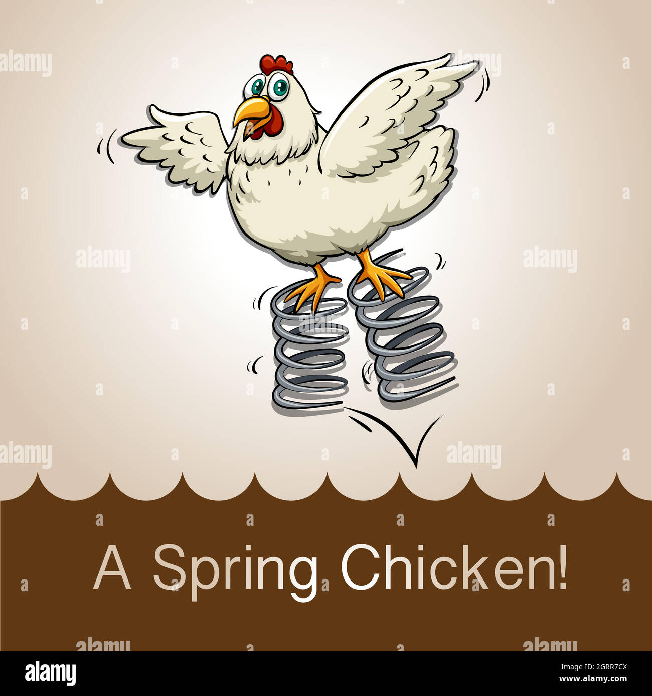 English idiom spring chicken Stock Vector