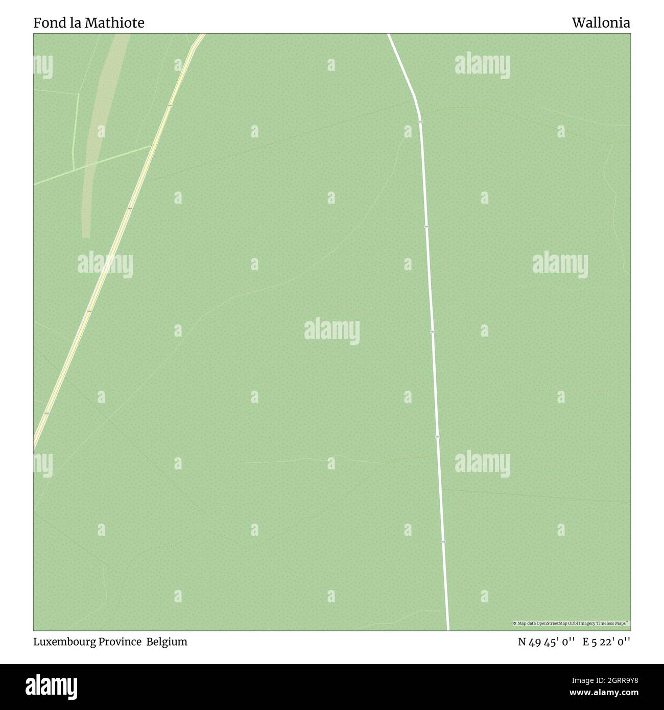 Fond la Mathiote, Luxembourg Province, Belgium, Wallonia, N 49 45' 0'', E 5 22' 0'', map, Timeless Map published in 2021. Travelers, explorers and adventurers like Florence Nightingale, David Livingstone, Ernest Shackleton, Lewis and Clark and Sherlock Holmes relied on maps to plan travels to the world's most remote corners, Timeless Maps is mapping most locations on the globe, showing the achievement of great dreams Stock Photo