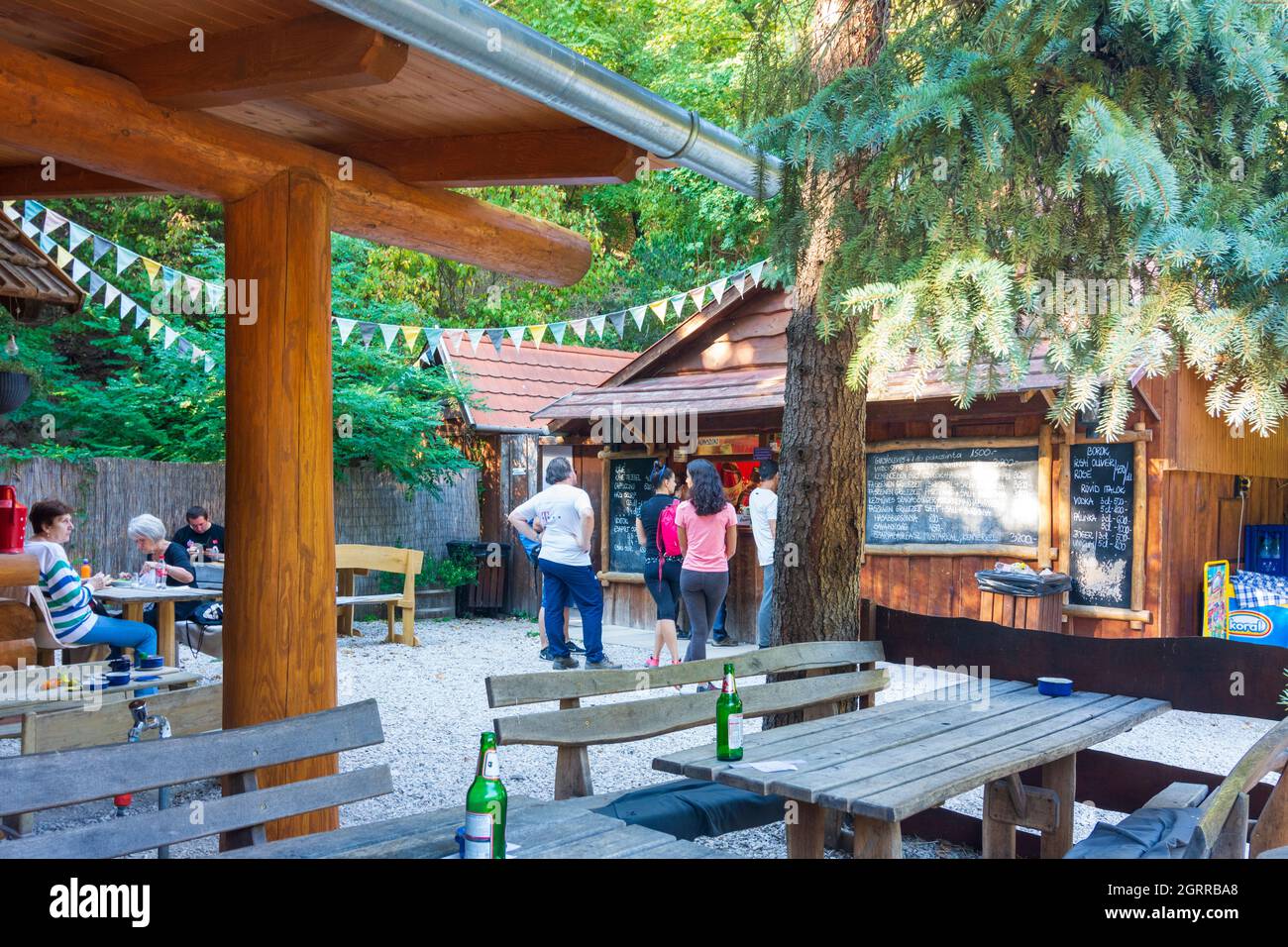 Visegrad Mountains: self service outdoor restaurant in Danube-Ipoly National Park, Pest, Hungary Stock Photo