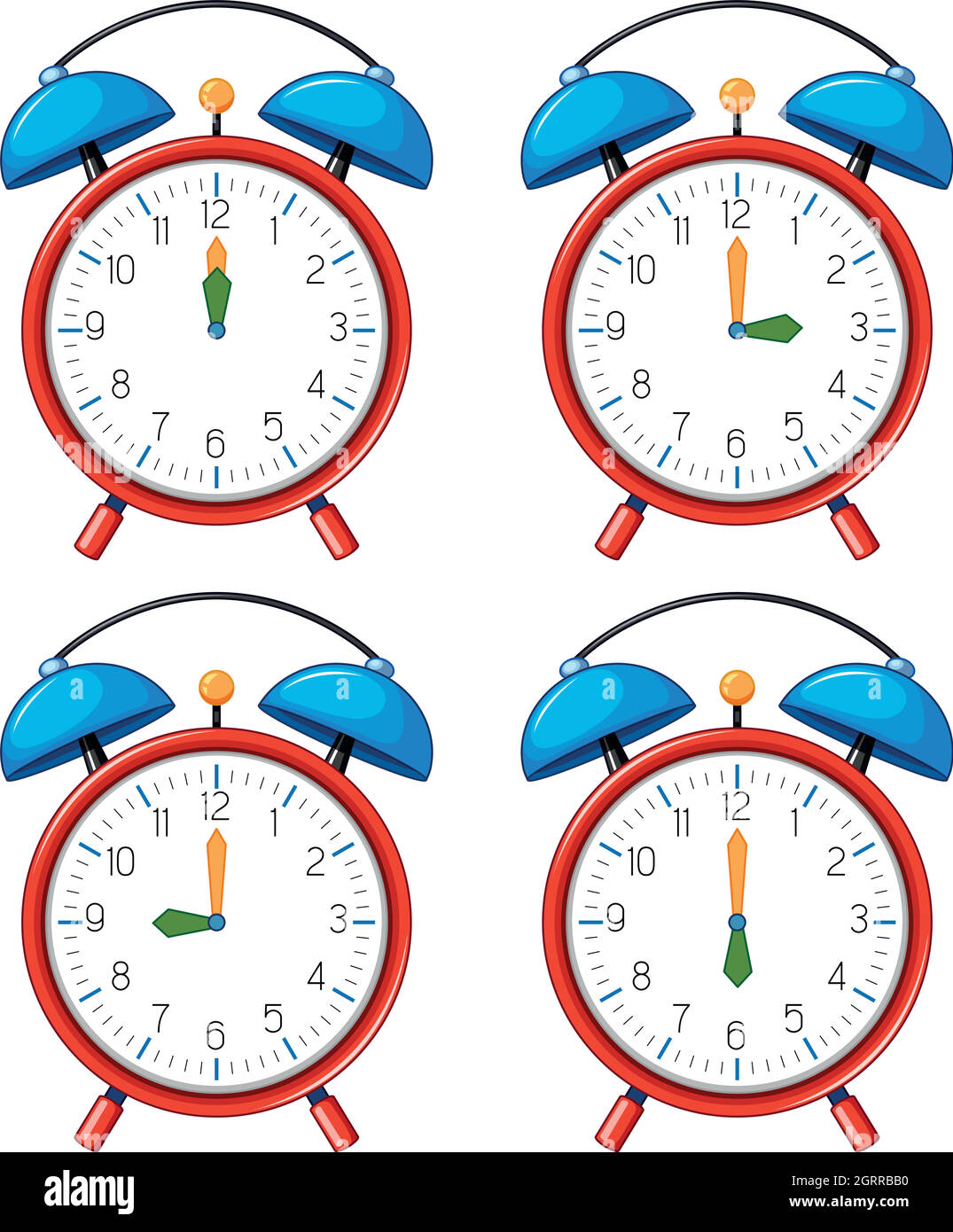 Different time on alarm clocks Stock Vector Image & Art Alamy