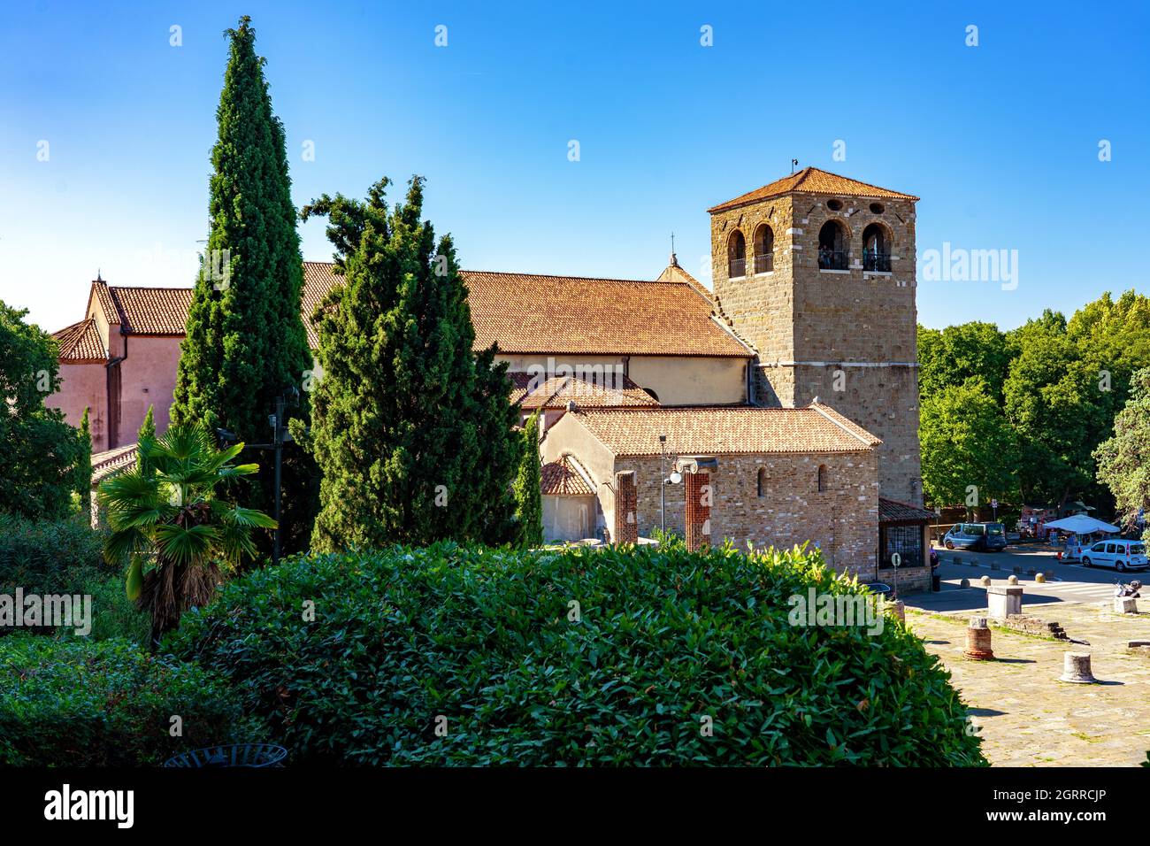 Cattedrale di San Giusto Martire cathedral garden . Stock Photo