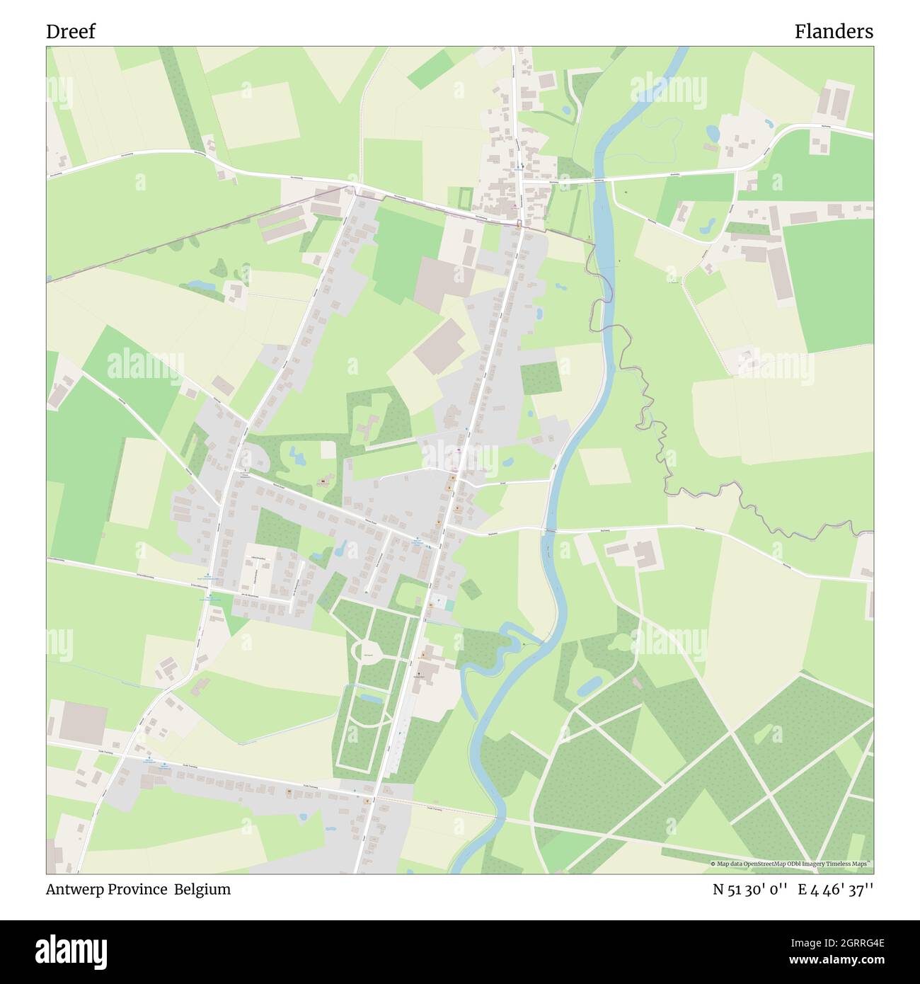 Dreef, Antwerp Province, Belgium, Flanders, N 51 30' 0'', E 4 46' 37'', map, Timeless Map published in 2021. Travelers, explorers and adventurers like Florence Nightingale, David Livingstone, Ernest Shackleton, Lewis and Clark and Sherlock Holmes relied on maps to plan travels to the world's most remote corners, Timeless Maps is mapping most locations on the globe, showing the achievement of great dreams Stock Photo