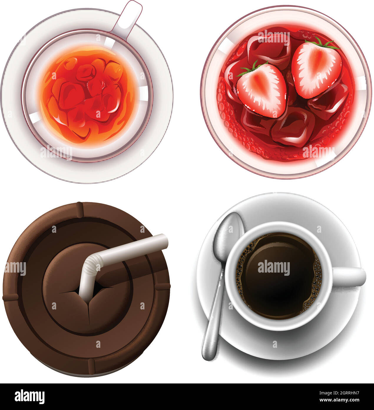 Top view of hot and cold drinks Stock Vector