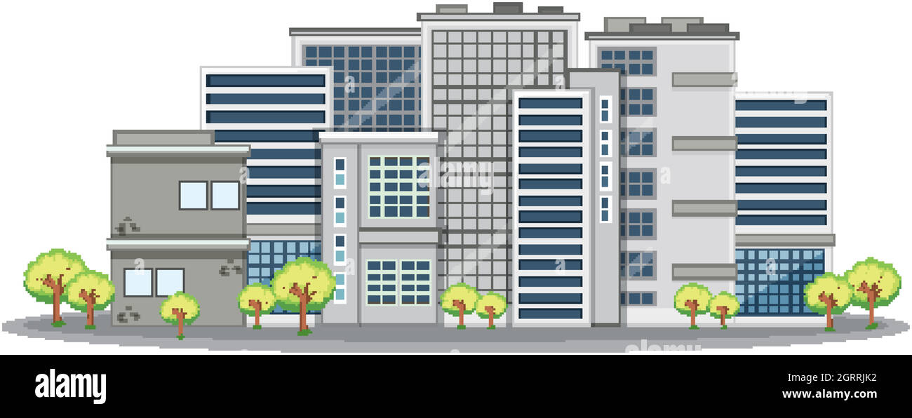 Many office buildings in city Stock Vector