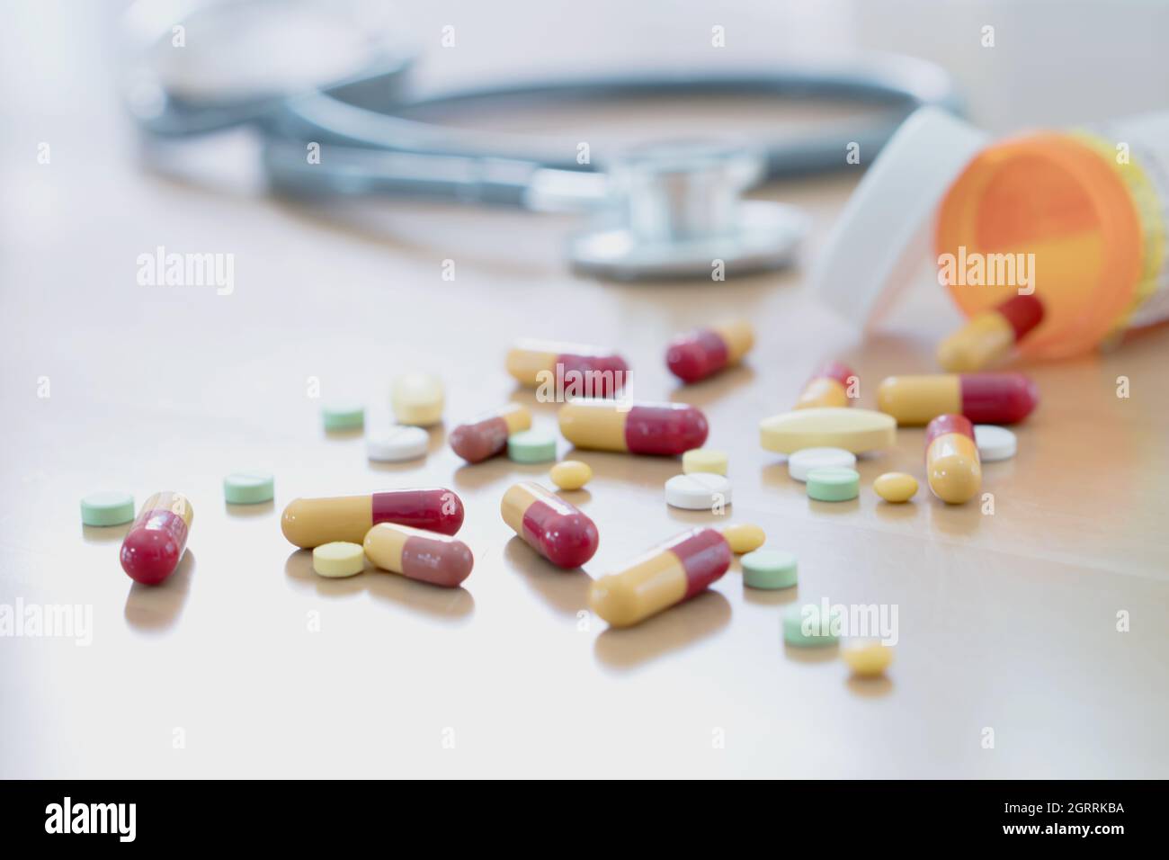Pills And Capsules In Medical Vial Stock Photo Alamy