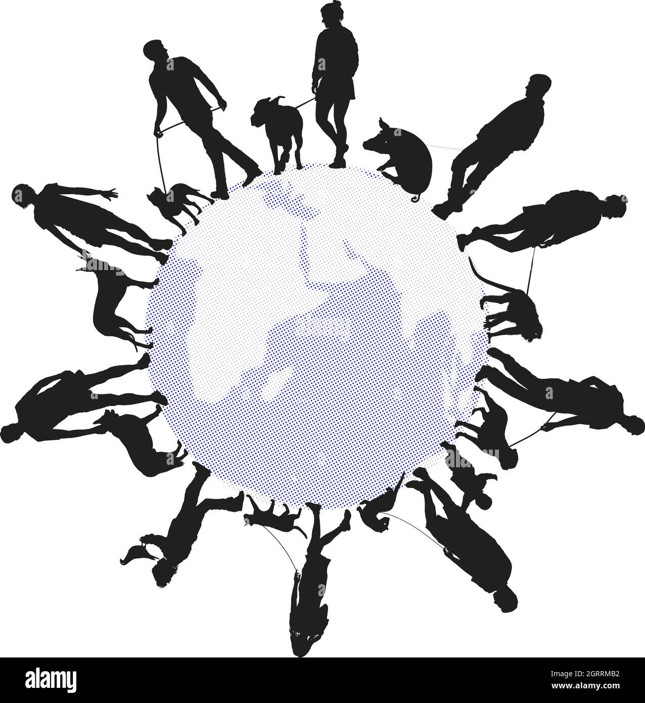 People with animals around the world Stock Vector