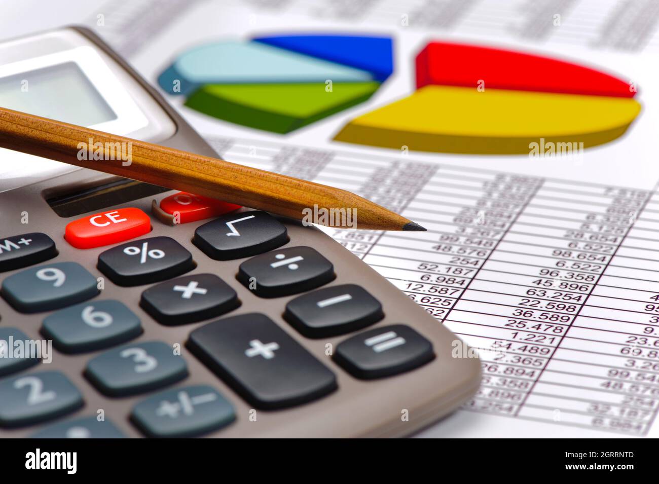 Finance And Business With Chart And Calculation Stock Photo