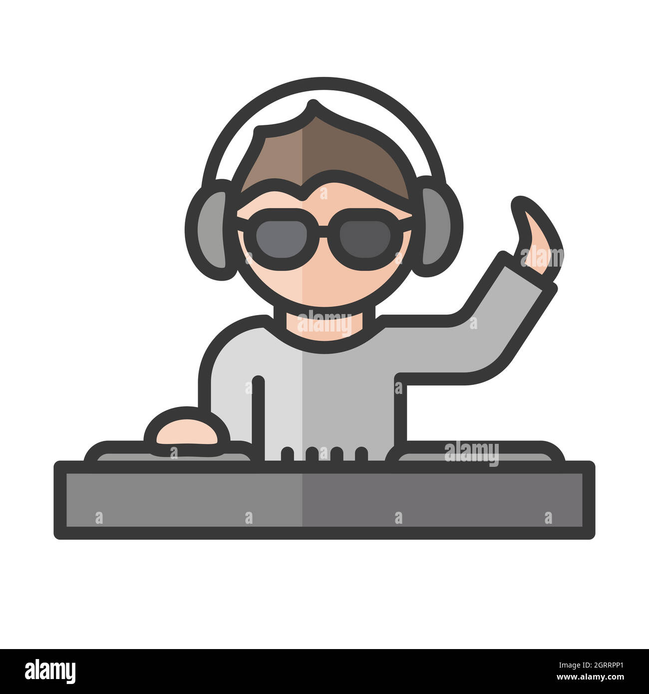 Dj avatar. Male musician character. Mixing and music. Profile user, person. People icon. Vector illustration Stock Vector