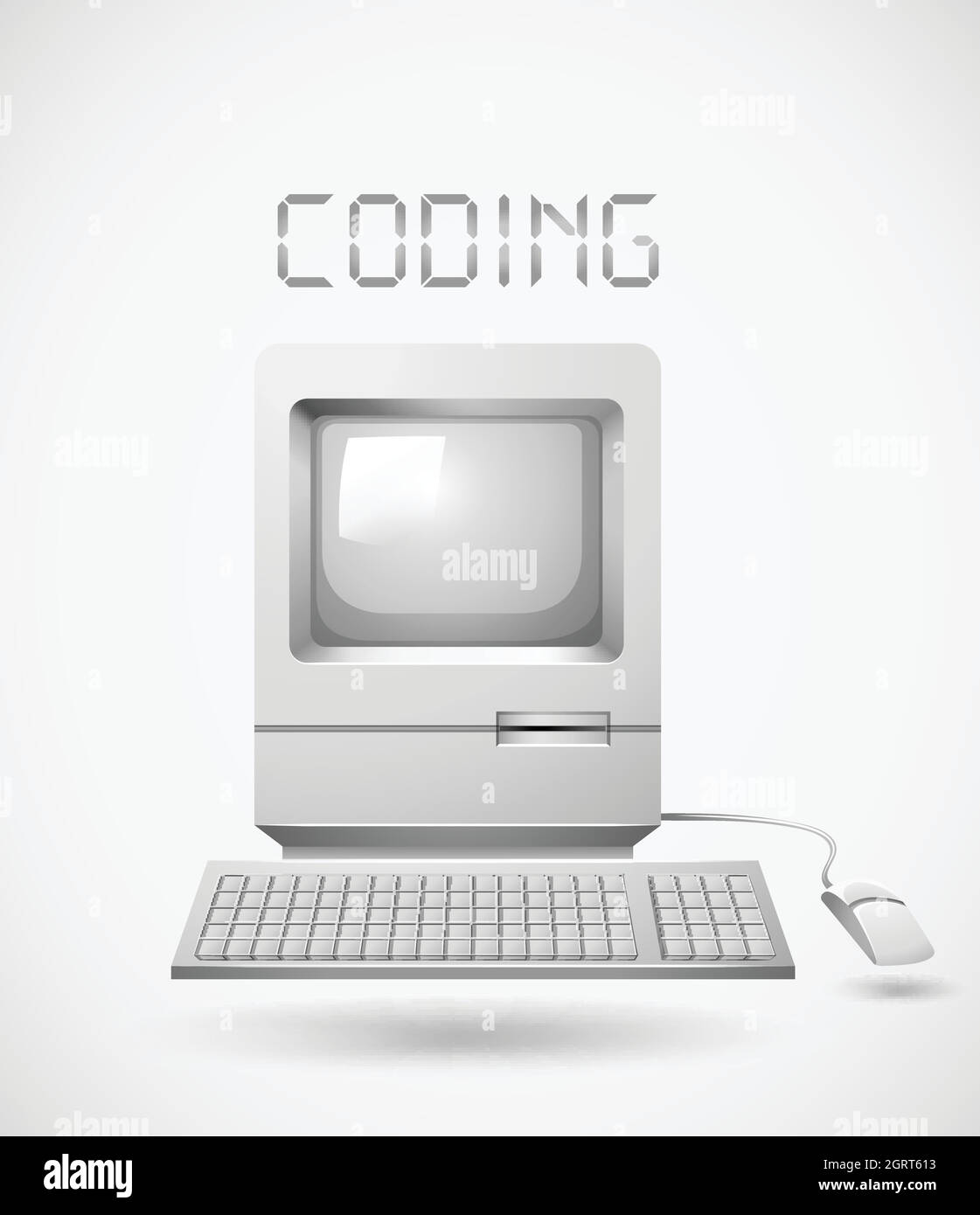 Old fashioned computer with word coding Stock Vector