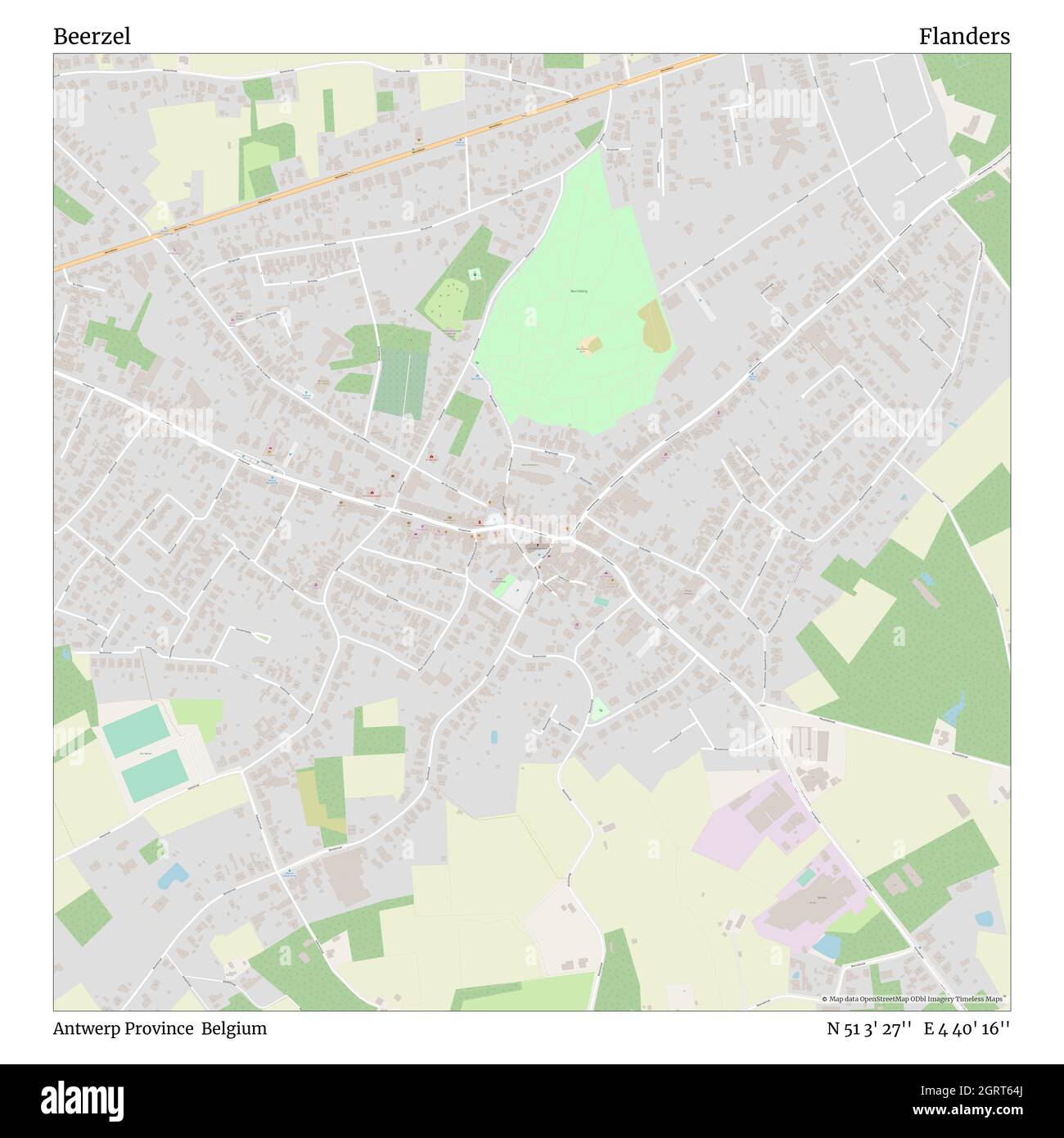 Beerzel, Antwerp Province, Belgium, Flanders, N 51 3' 27'', E 4 40' 16'', map, Timeless Map published in 2021. Travelers, explorers and adventurers like Florence Nightingale, David Livingstone, Ernest Shackleton, Lewis and Clark and Sherlock Holmes relied on maps to plan travels to the world's most remote corners, Timeless Maps is mapping most locations on the globe, showing the achievement of great dreams Stock Photo