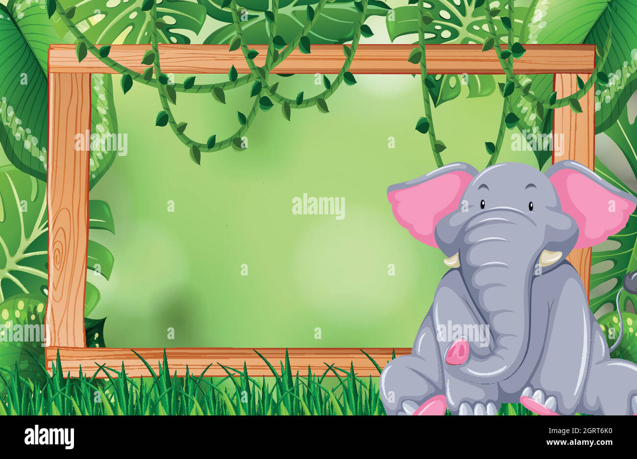 Elephant in jungle frame Stock Vector