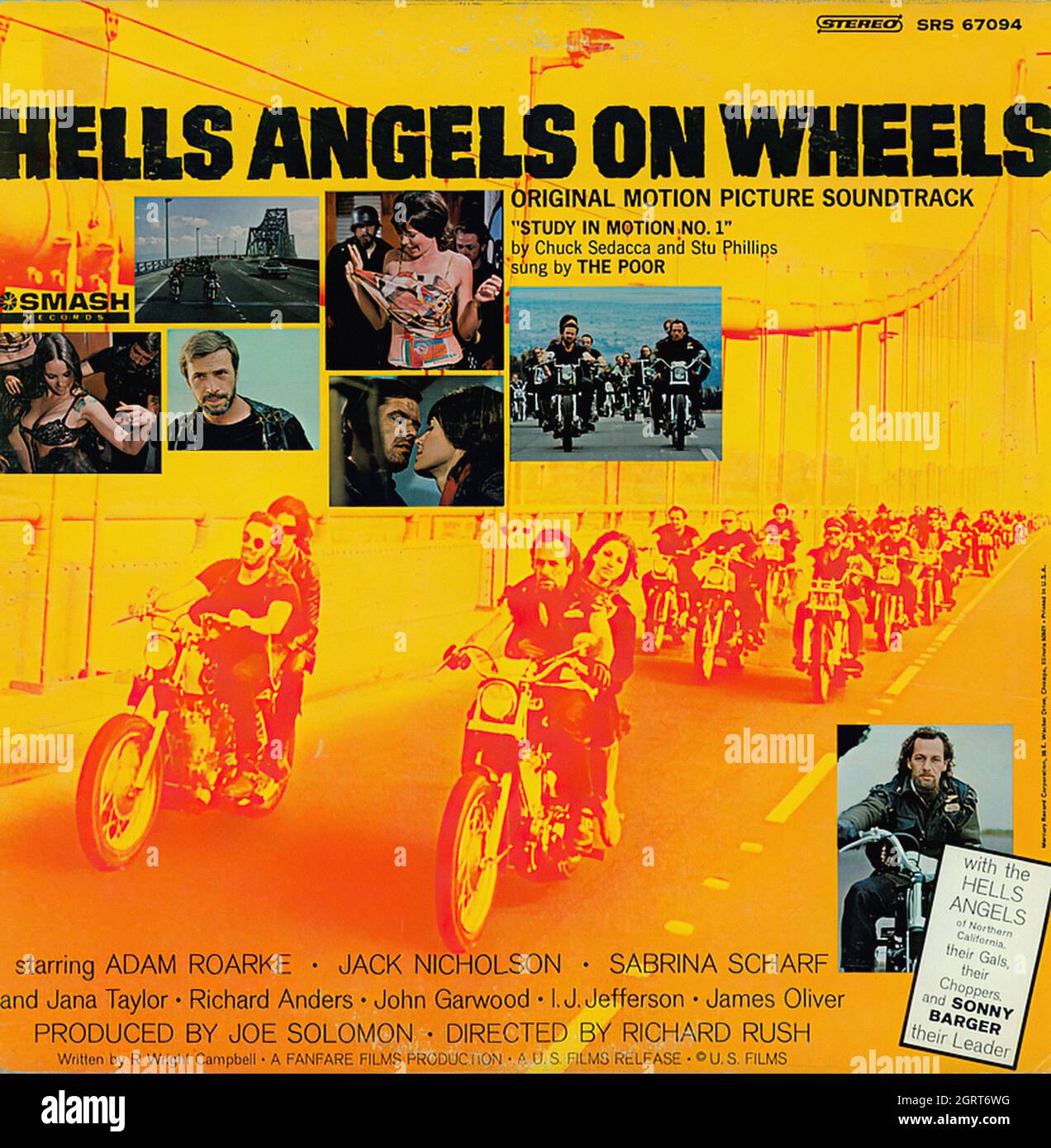 Hells Angels On Wheels - Vintage Soundtrack Vinyl Album Stock Photo