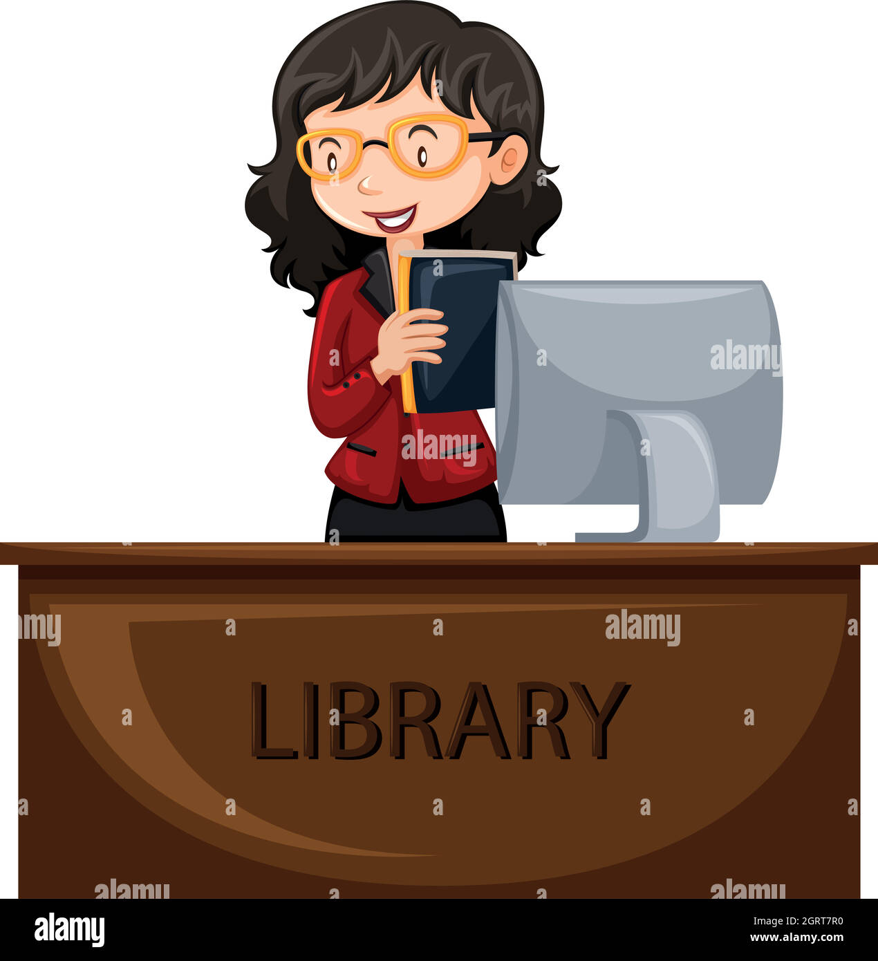 Library+computer+school+librarian Stock Vector Images - Alamy