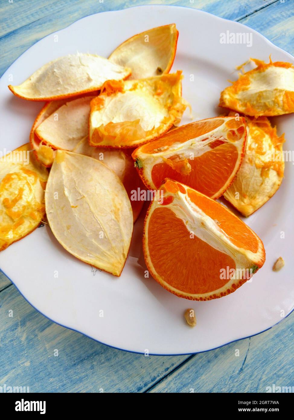 Oranges On Plate Stock Photo