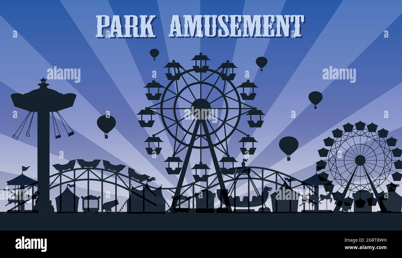 A silhouette amusement park template Stock Vector