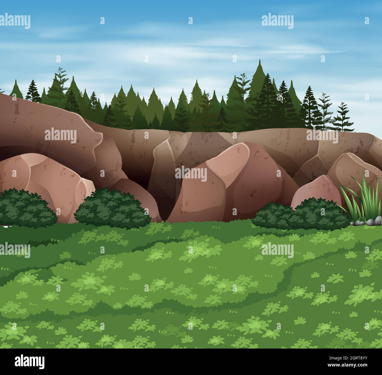 Background scene with rocks and grass Stock Vector Image & Art - Alamy