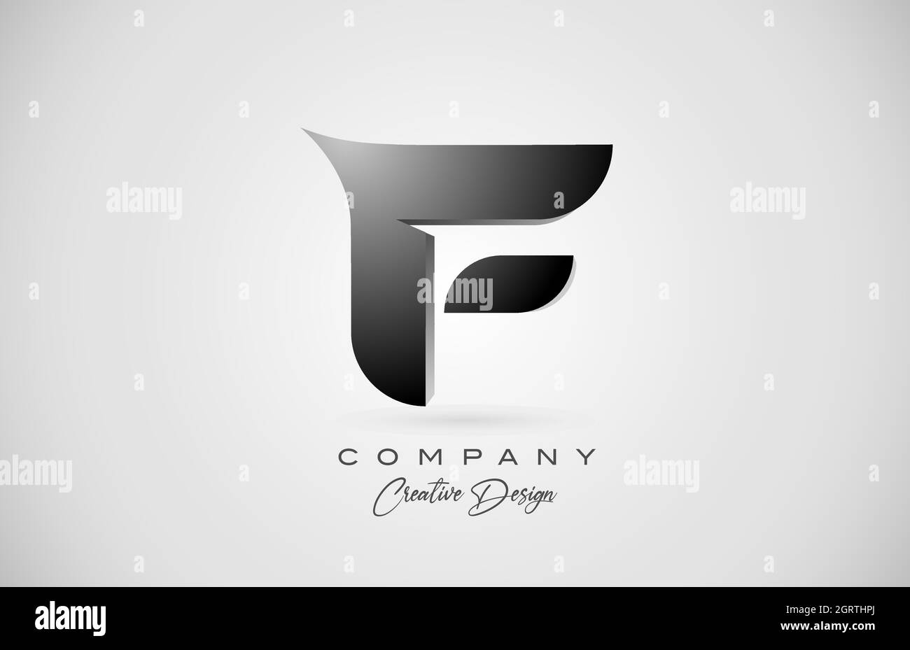 alphabet letter F icon logo in black gradient. Creative design for