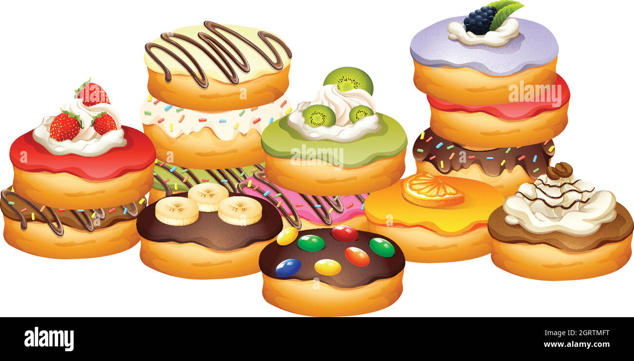 Pile of donuts with different flavors Stock Vector Image & Art - Alamy