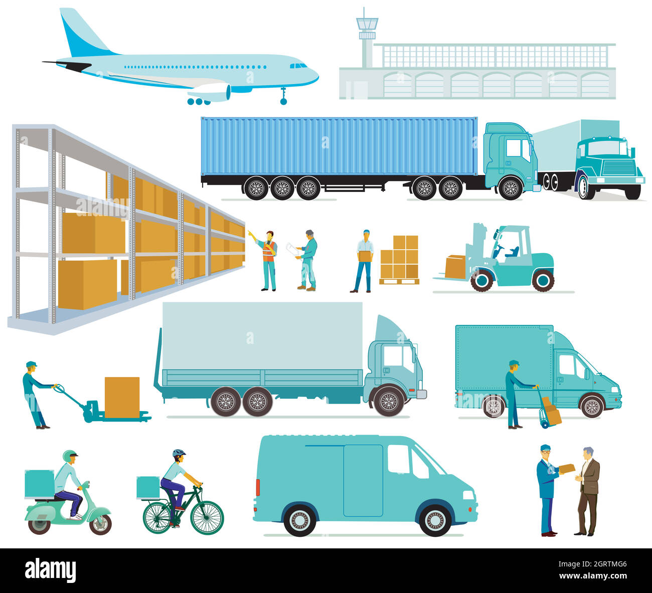 Delivery, delivery logistics, parcel messengers. illustration Stock Vector