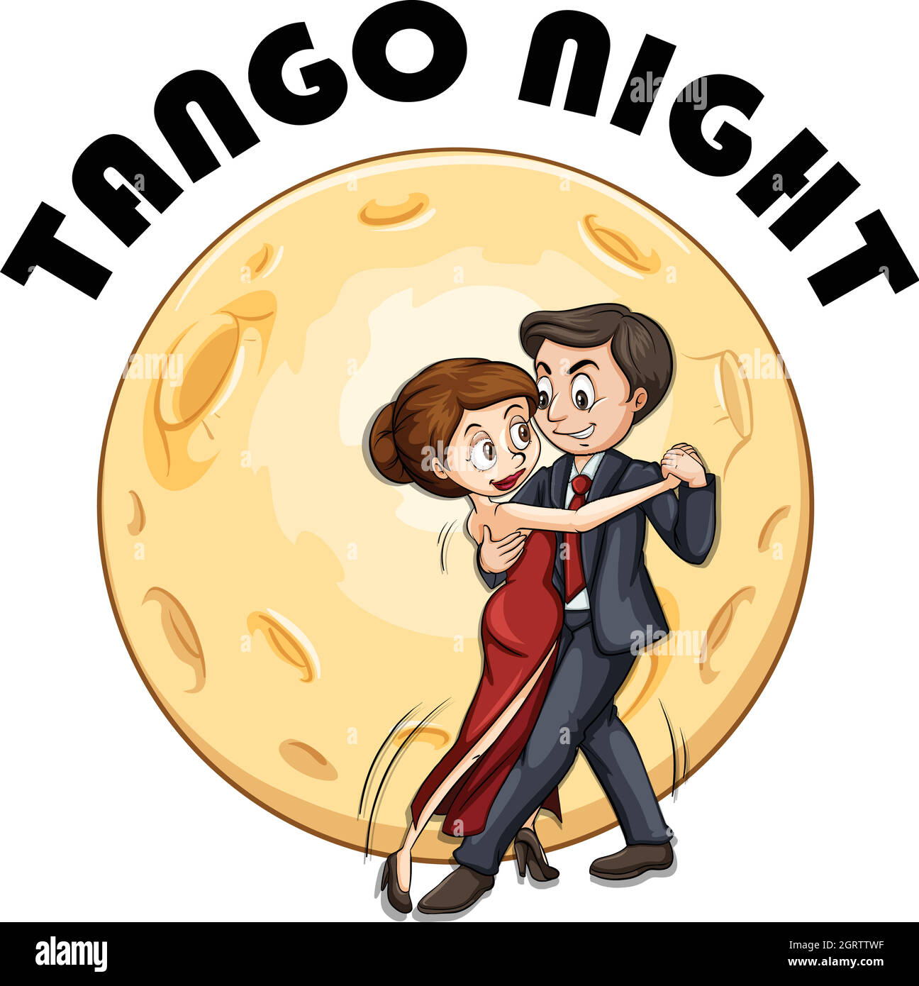 Couple dancing on fullmoon night Stock Vector