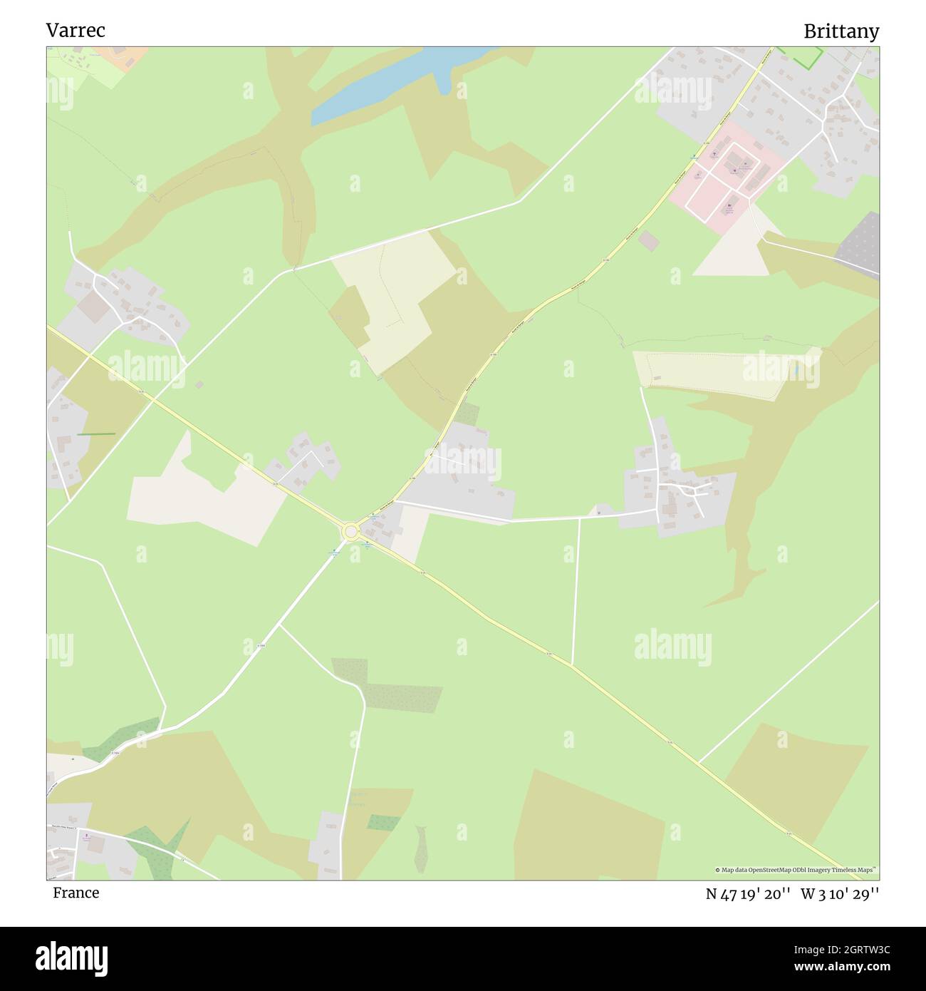 Varrec, , France, Brittany, N 47 19' 20'', W 3 10' 29'', map, Timeless Map published in 2021. Travelers, explorers and adventurers like Florence Nightingale, David Livingstone, Ernest Shackleton, Lewis and Clark and Sherlock Holmes relied on maps to plan travels to the world's most remote corners, Timeless Maps is mapping most locations on the globe, showing the achievement of great dreams Stock Photo