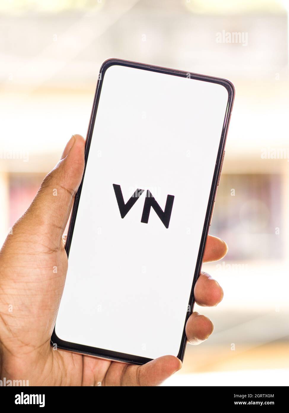 West Bangal, India - September 28, 2021 : VN logo on phone screen stock image. Stock Photo