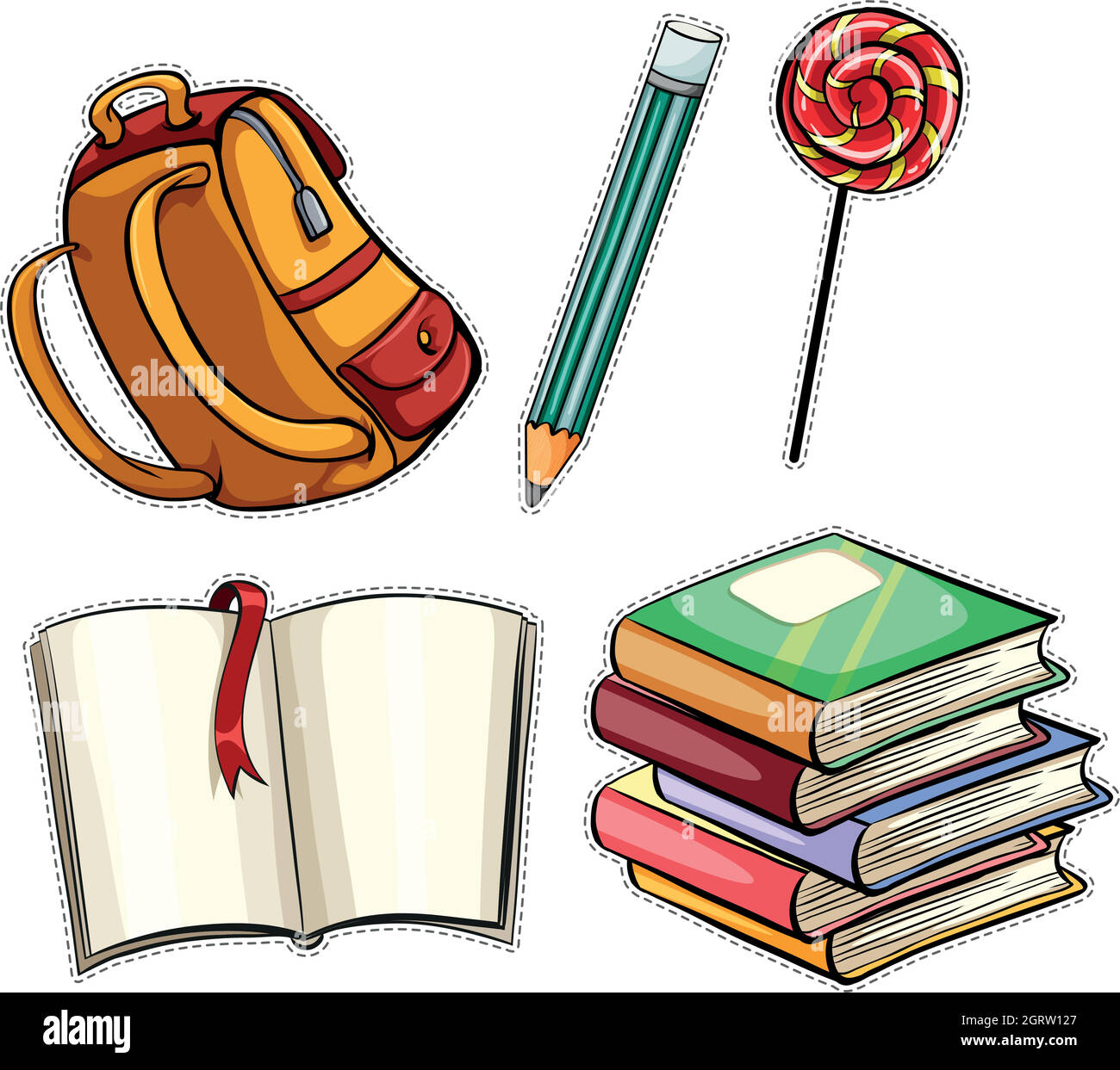 Sticker set with education objects Stock Vector