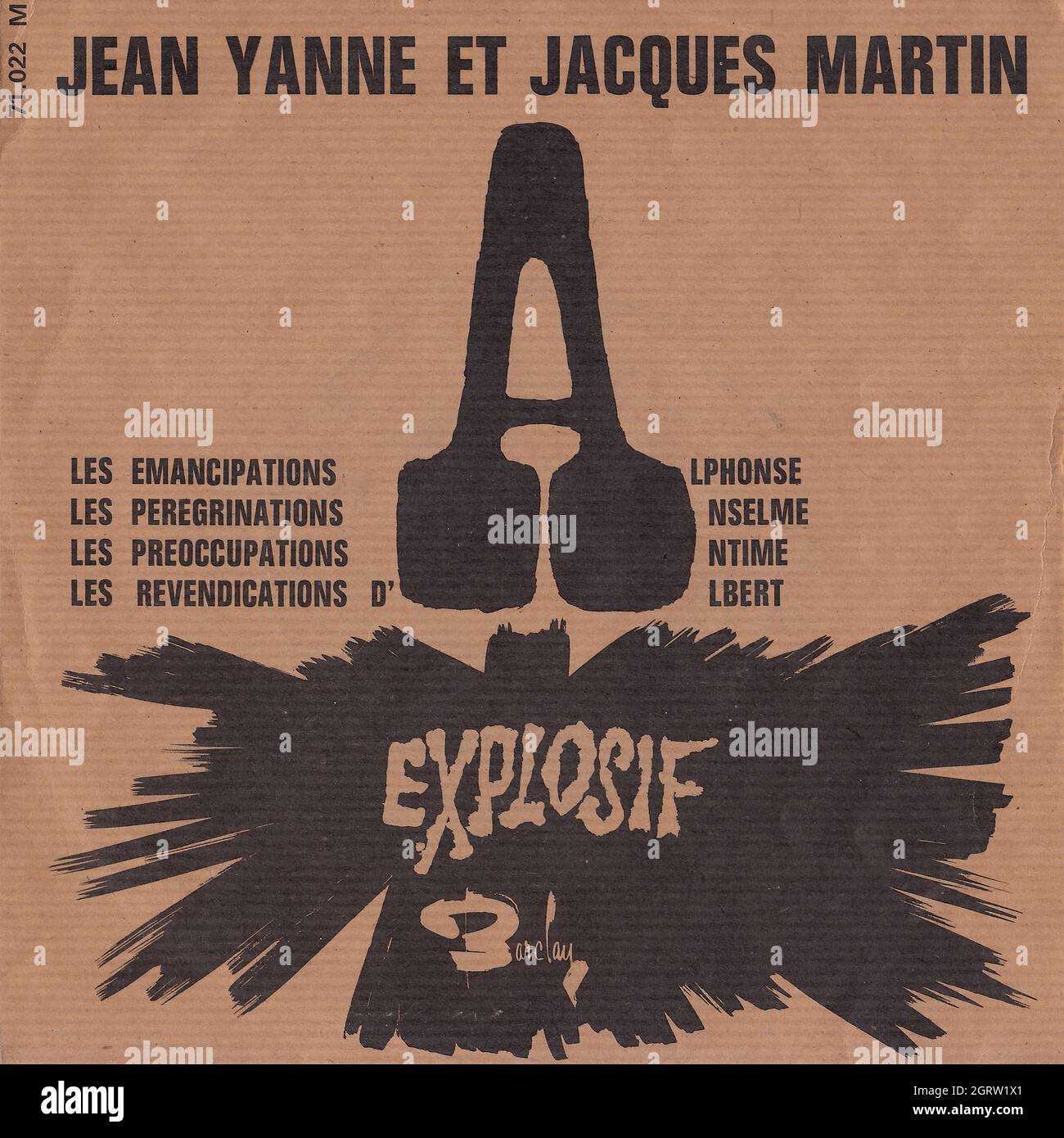 Jean Yanne et Jacques Martin - Explosif EP - Vintage Vinyl Record Cover Stock Photo