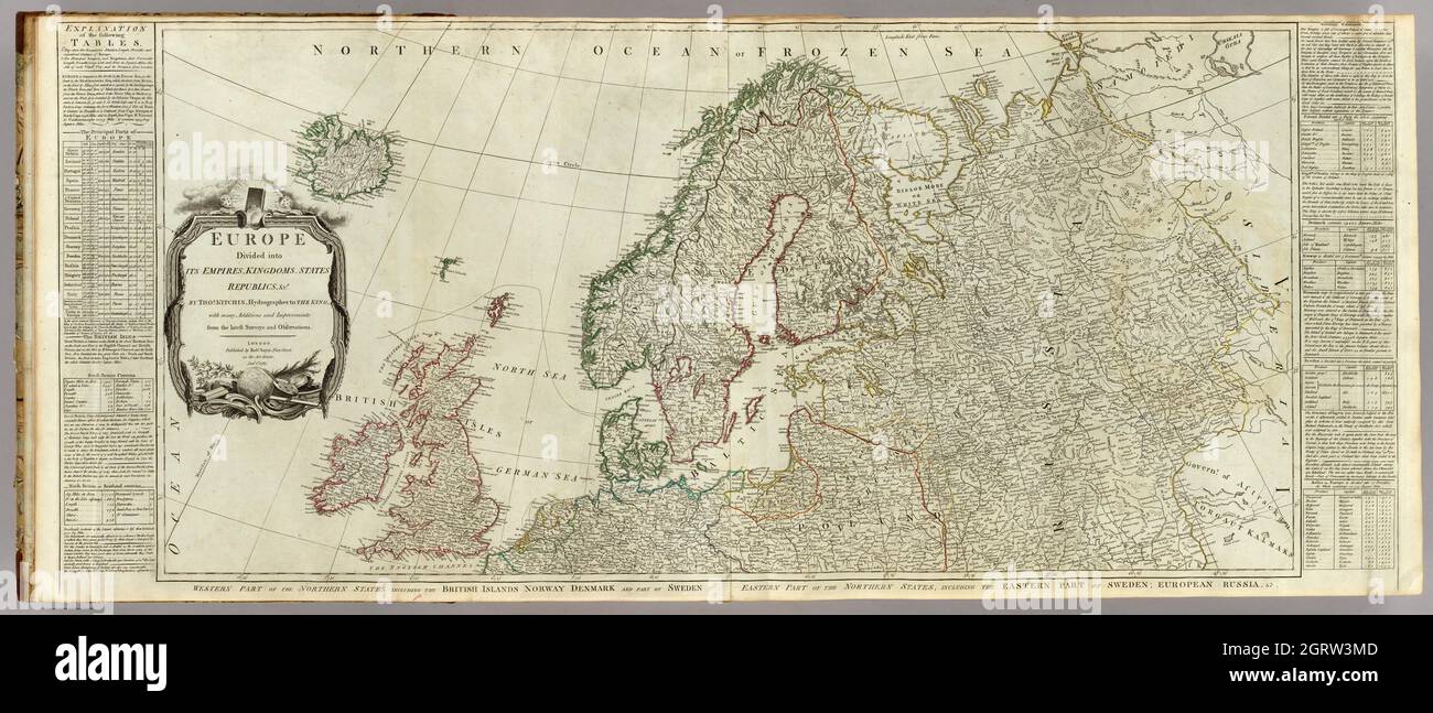 Europe divided into its empires, kingdoms, states, republics, &c. (Northern States) Kitchin, Thomas, 1787 Stock Photo