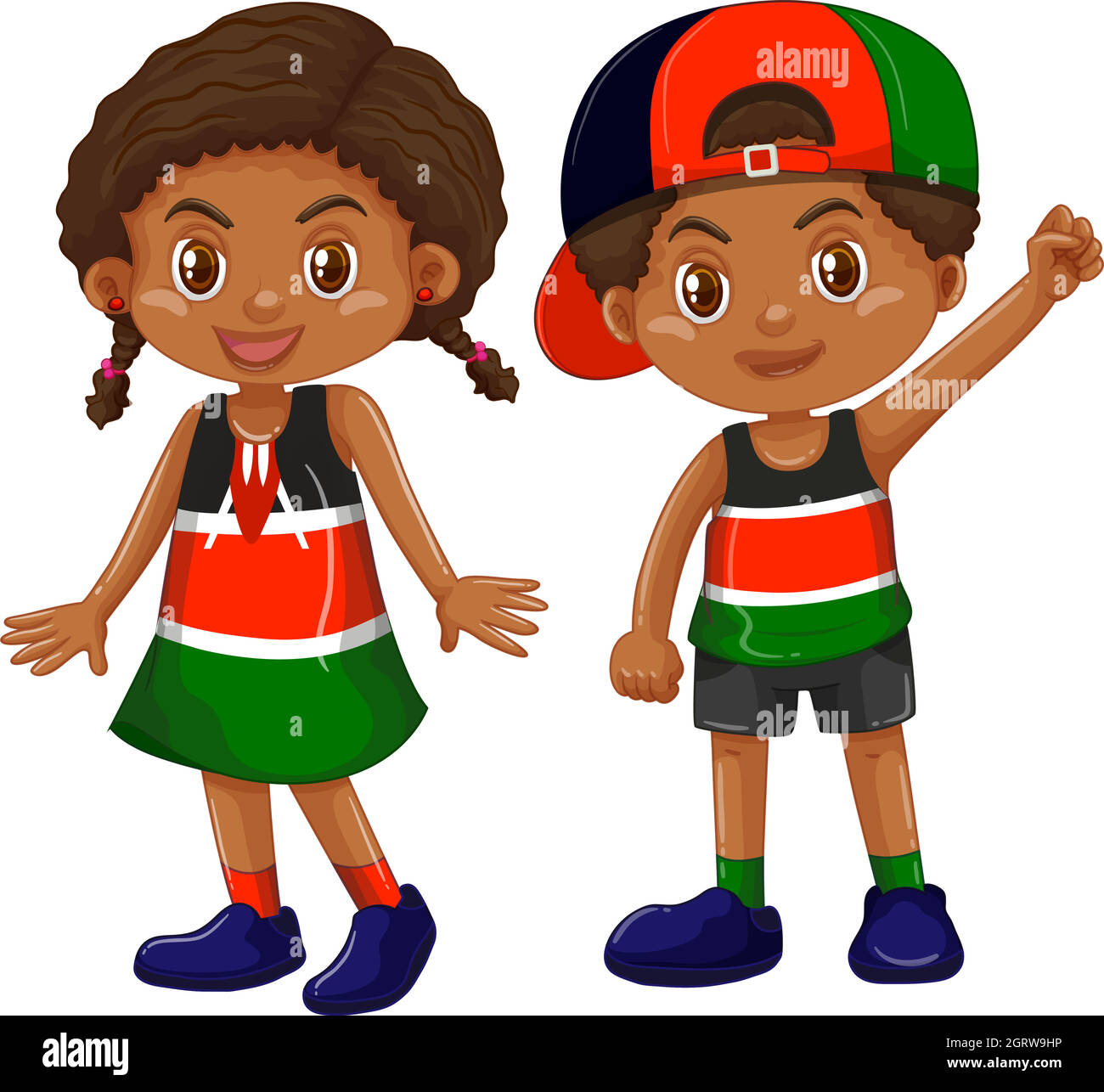 Girl and boy from Kenya Stock Vector