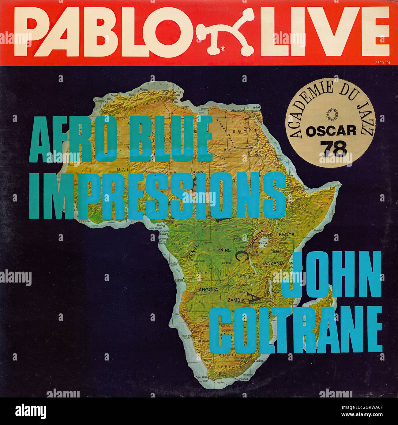 John Coltrane - Afro Blue impressions - Vintage Vinyl Record Cover Stock Photo