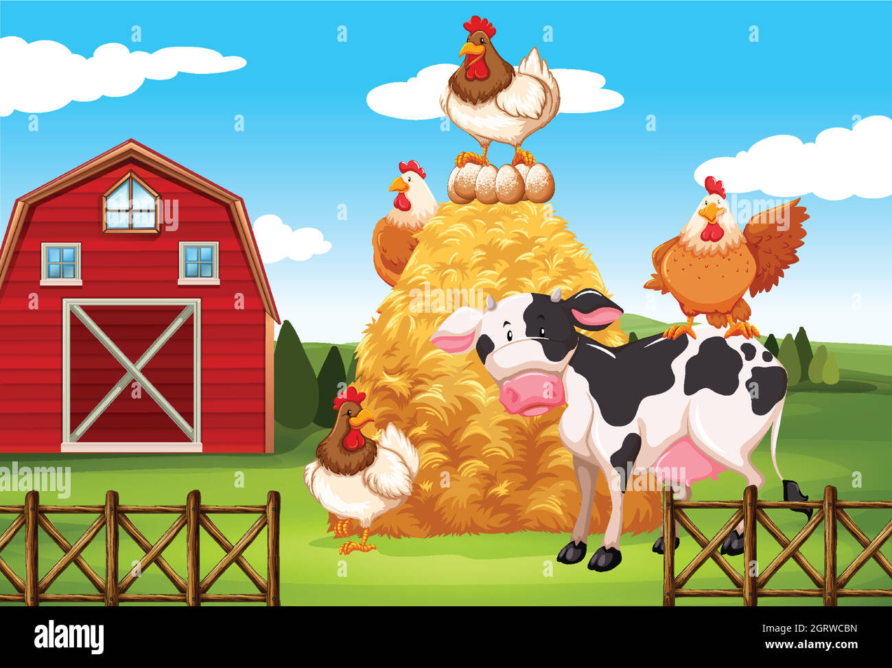 Farm scene with farm animals on the farm Stock Vector Image & Art - Alamy