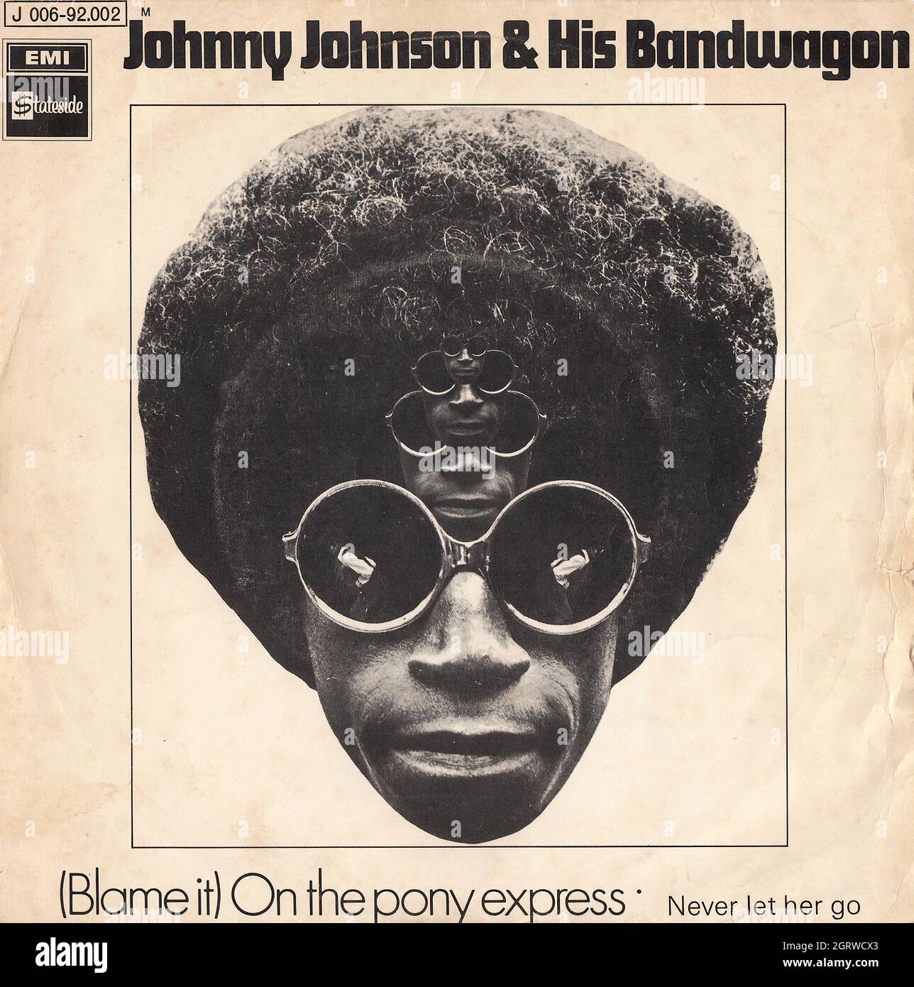 Johnny Johnson & his Bandwagon - (Blame it) On the pony express - Never let  her go 45rpm - Vintage Vinyl Record Cover Stock Photo - Alamy