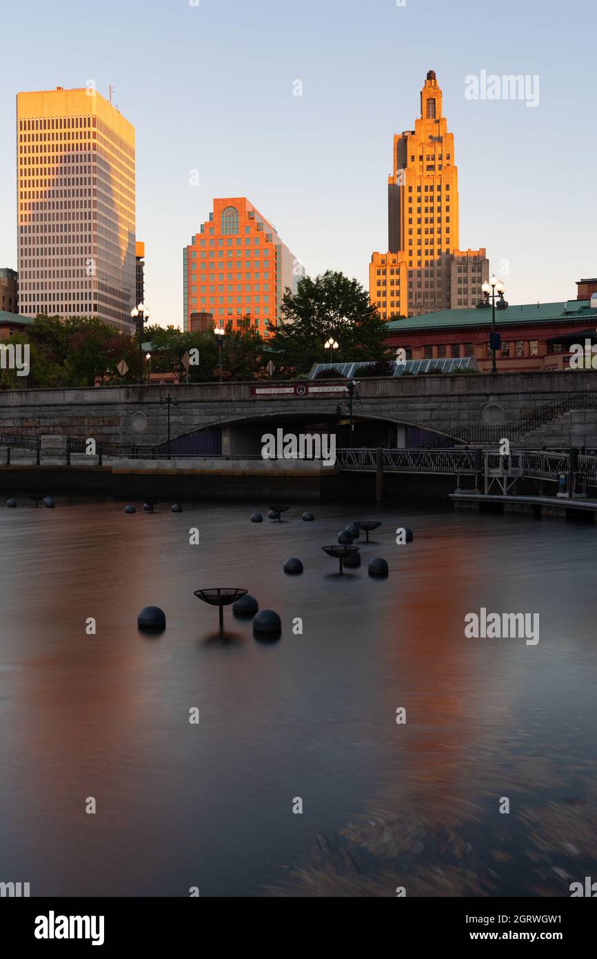 Downtown Providence at sunset Stock Photo Alamy