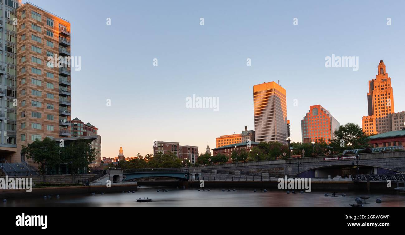 Downtown Providence at sunset Stock Photo Alamy