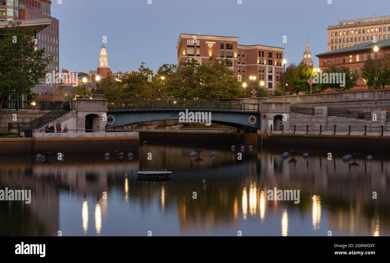 Downtown Providence at sunset Stock Photo Alamy