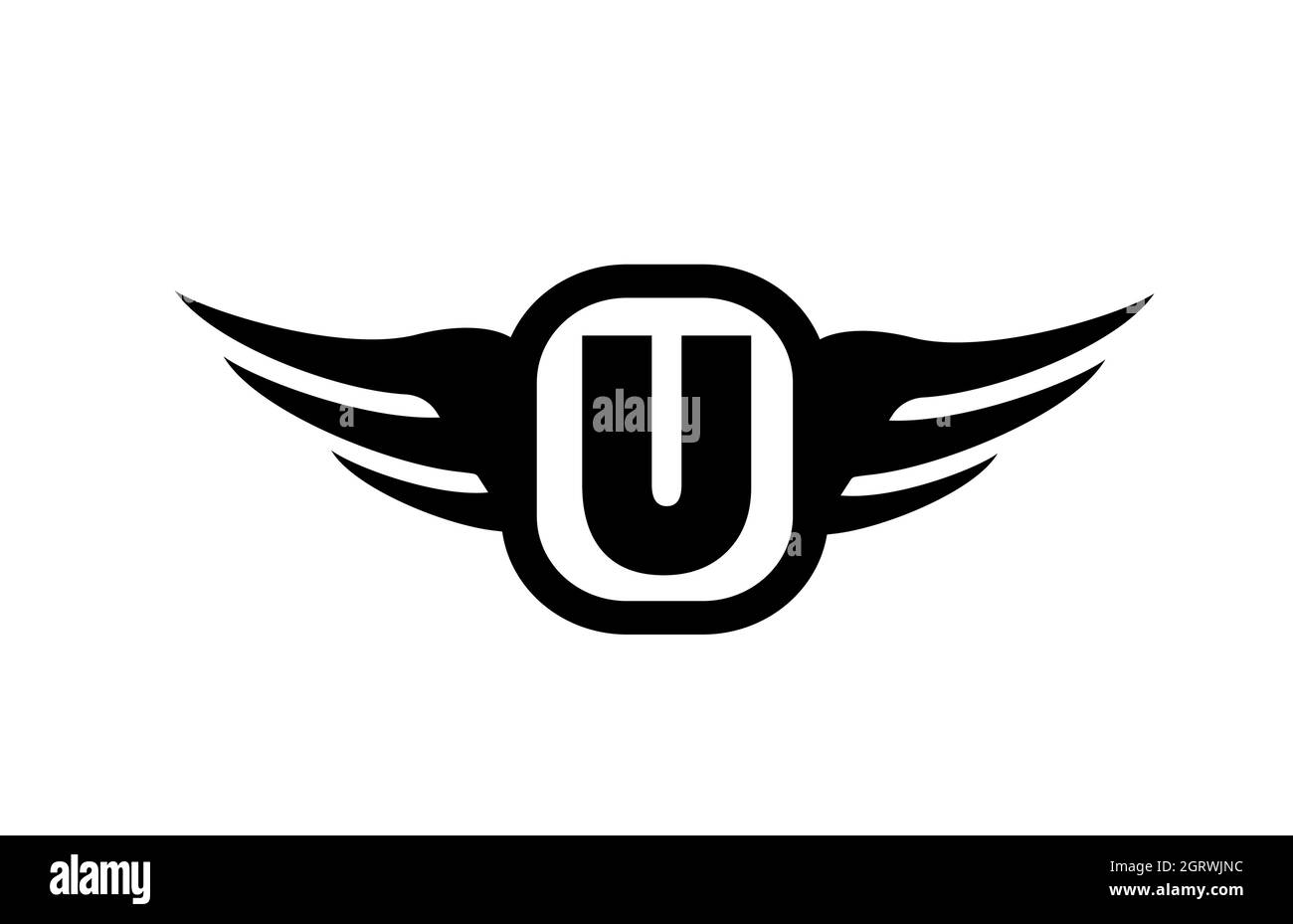 U alphabet letter logo for business and company with wings and black ...