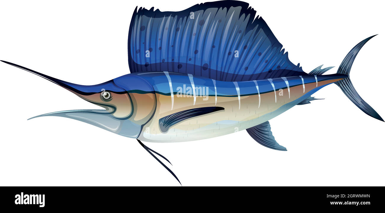 Swordfish with blue fin Stock Vector