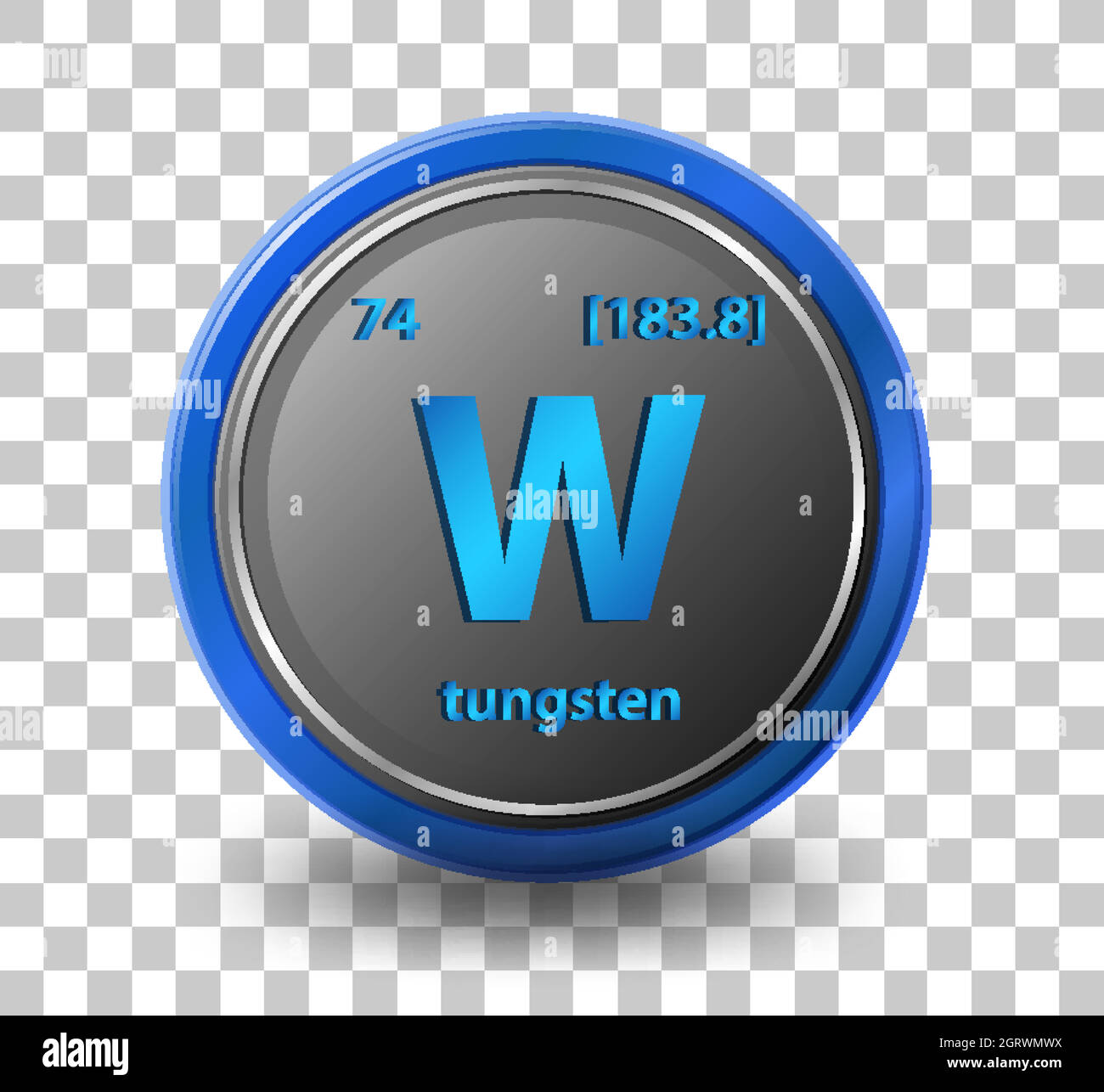 Tungsten chemical element. Chemical symbol with atomic number and