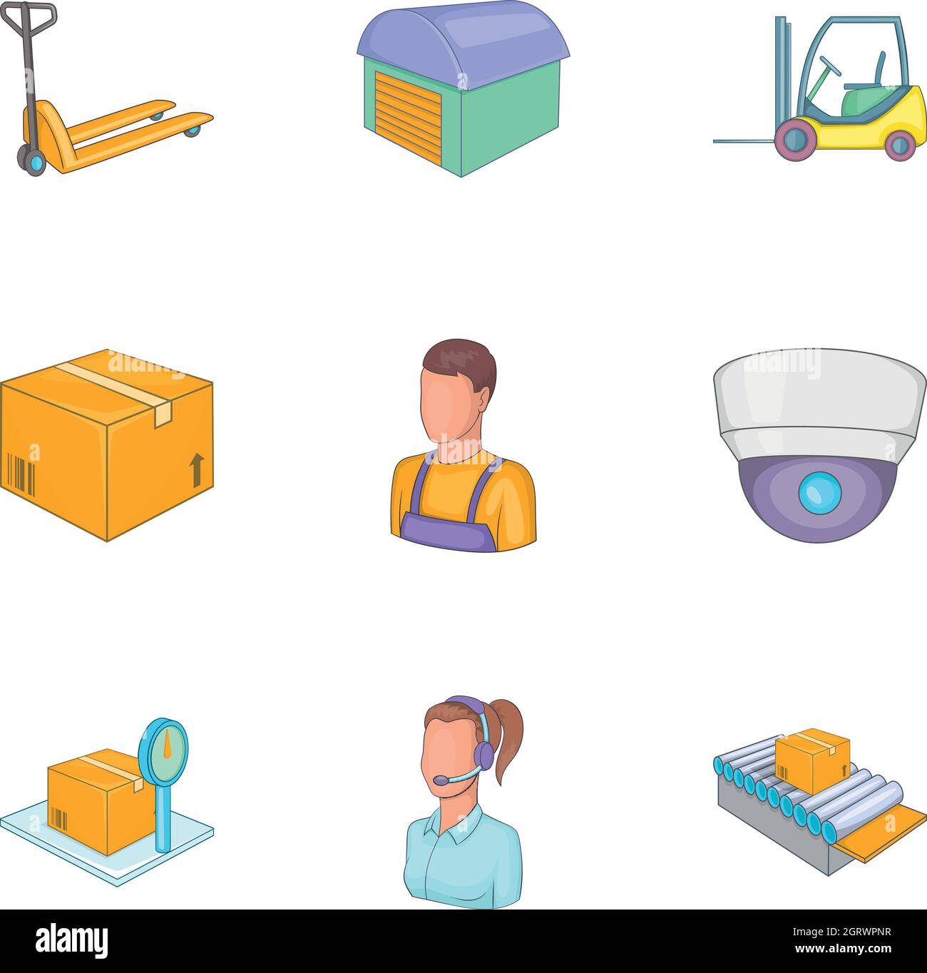 Service industry icons set, cartoon style Stock Vector