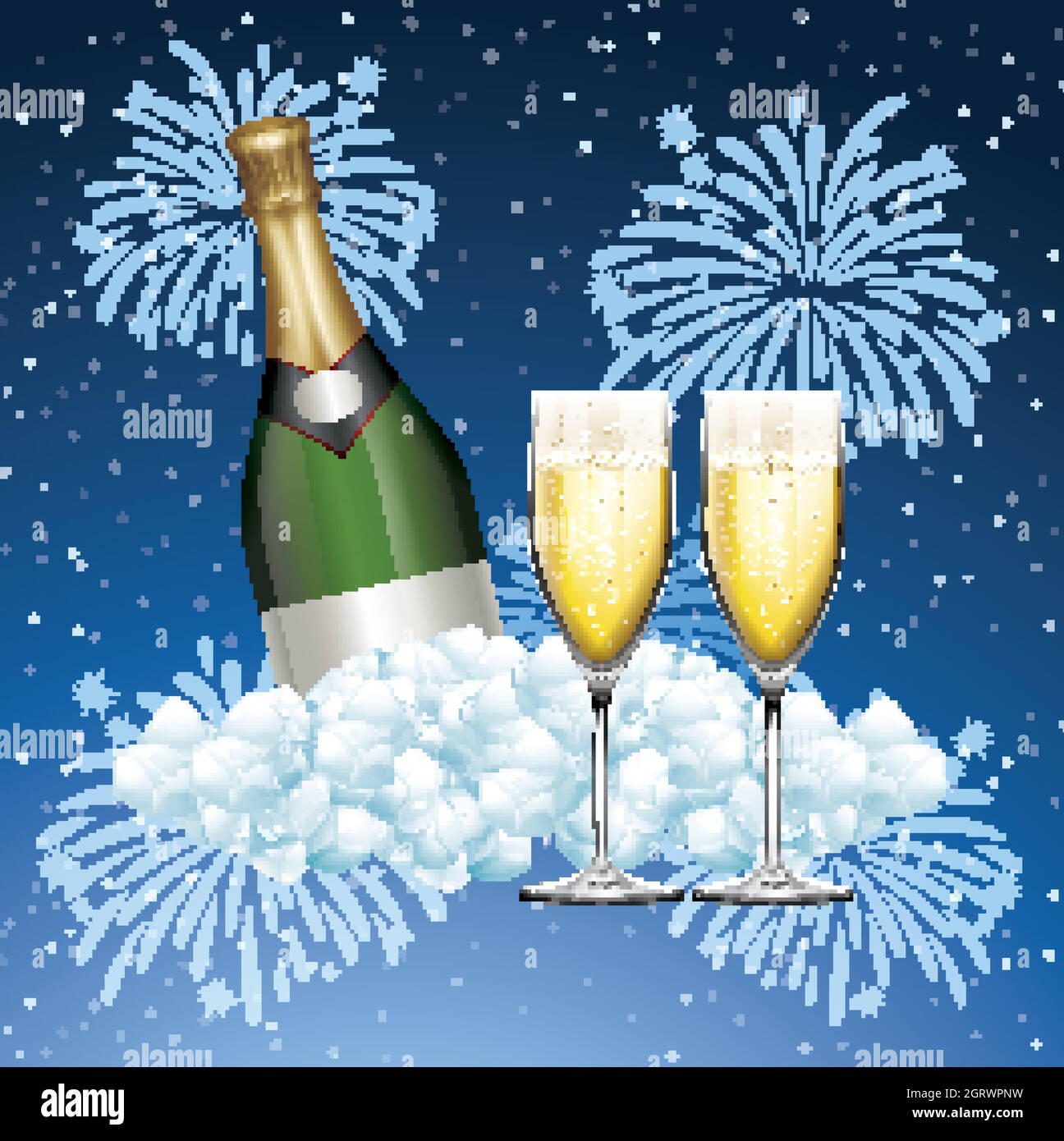 Poster design for New Year with champagne and fireworks Stock Vector Image  & Art - Alamy