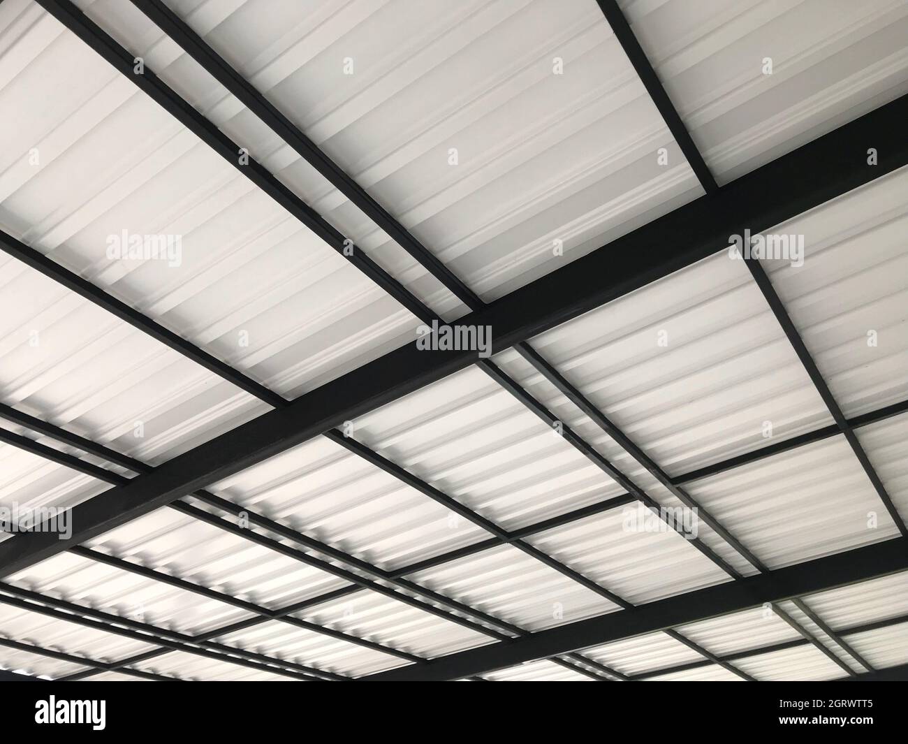 Low Angle View Of Skylight In Building Stock Photo