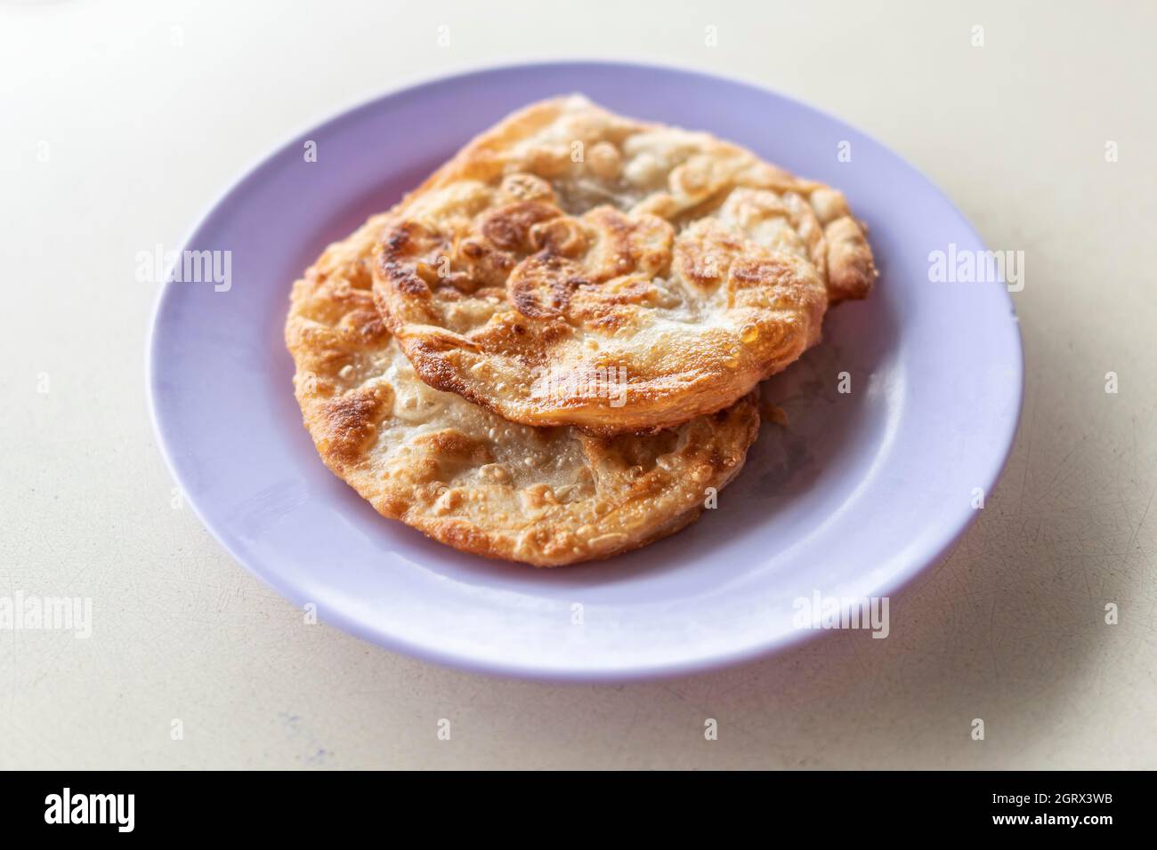 High Angle View Of Breakfast Flatbread Served On Table Stock Photo