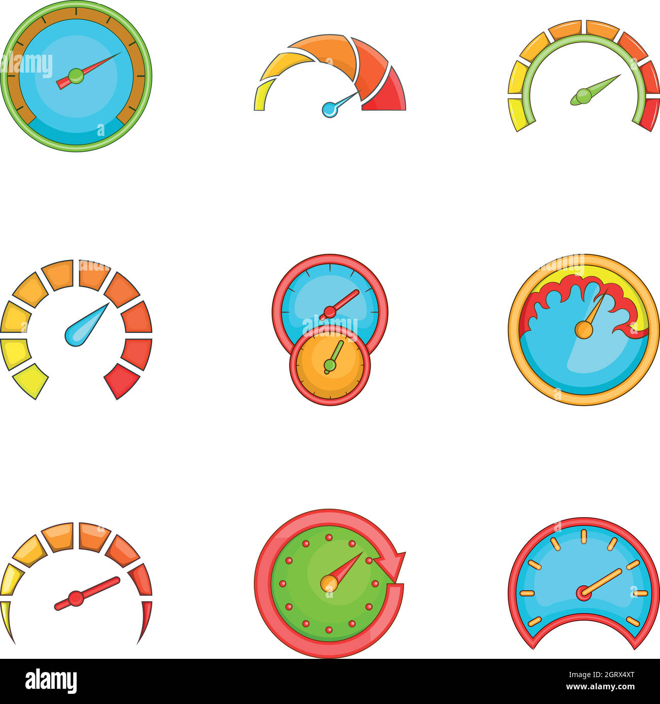 Meter icons set, cartoon style Stock Vector